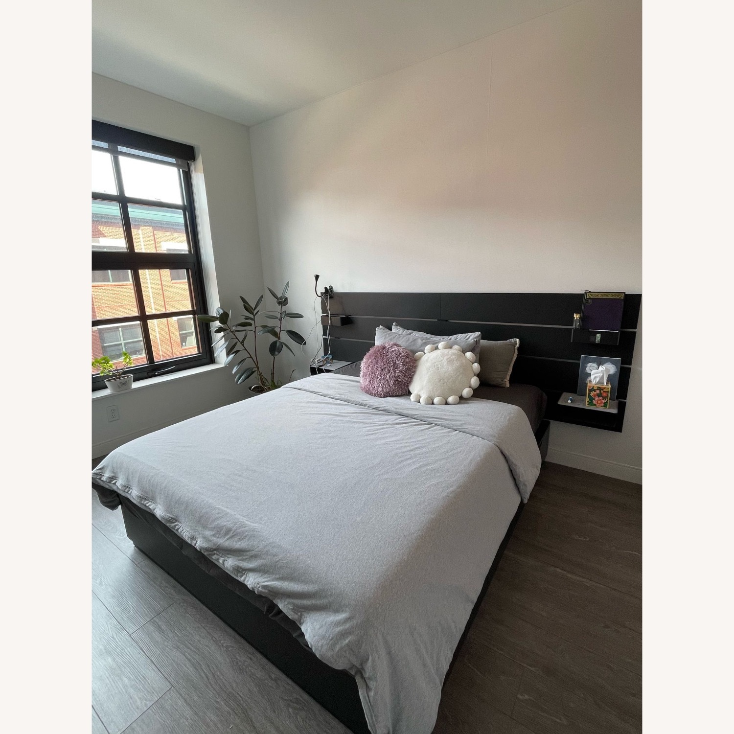 IKEA Queen Bed with 6 Storage Units - Wall Mounted - image-3