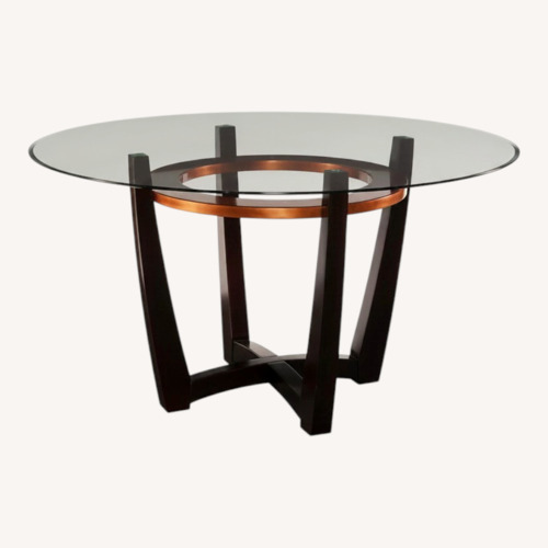 Used Macy's Dark Brown Wood & Glass Coffee Table for sale on AptDeco