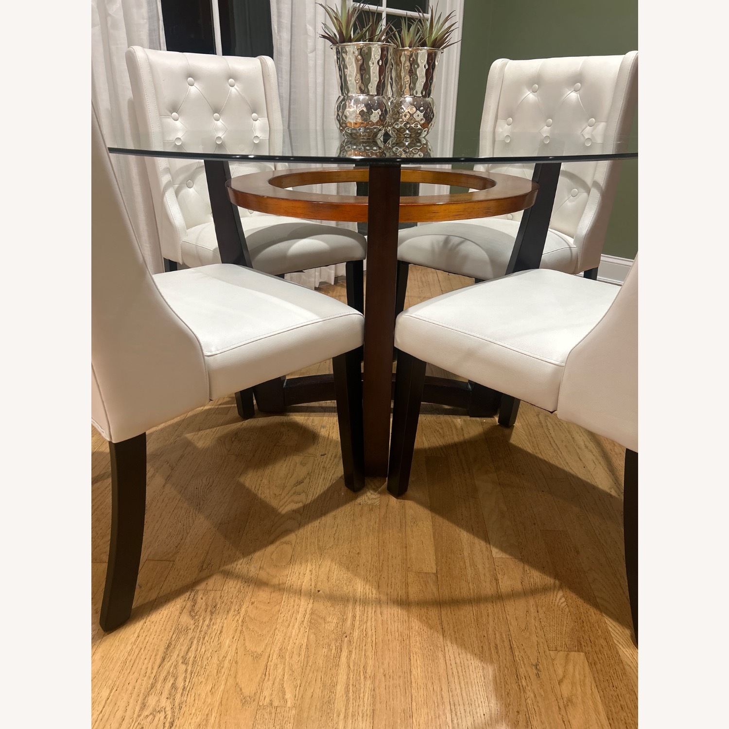 Macy's Elation Dark Brown Wood & Glass Dining Table - image-3