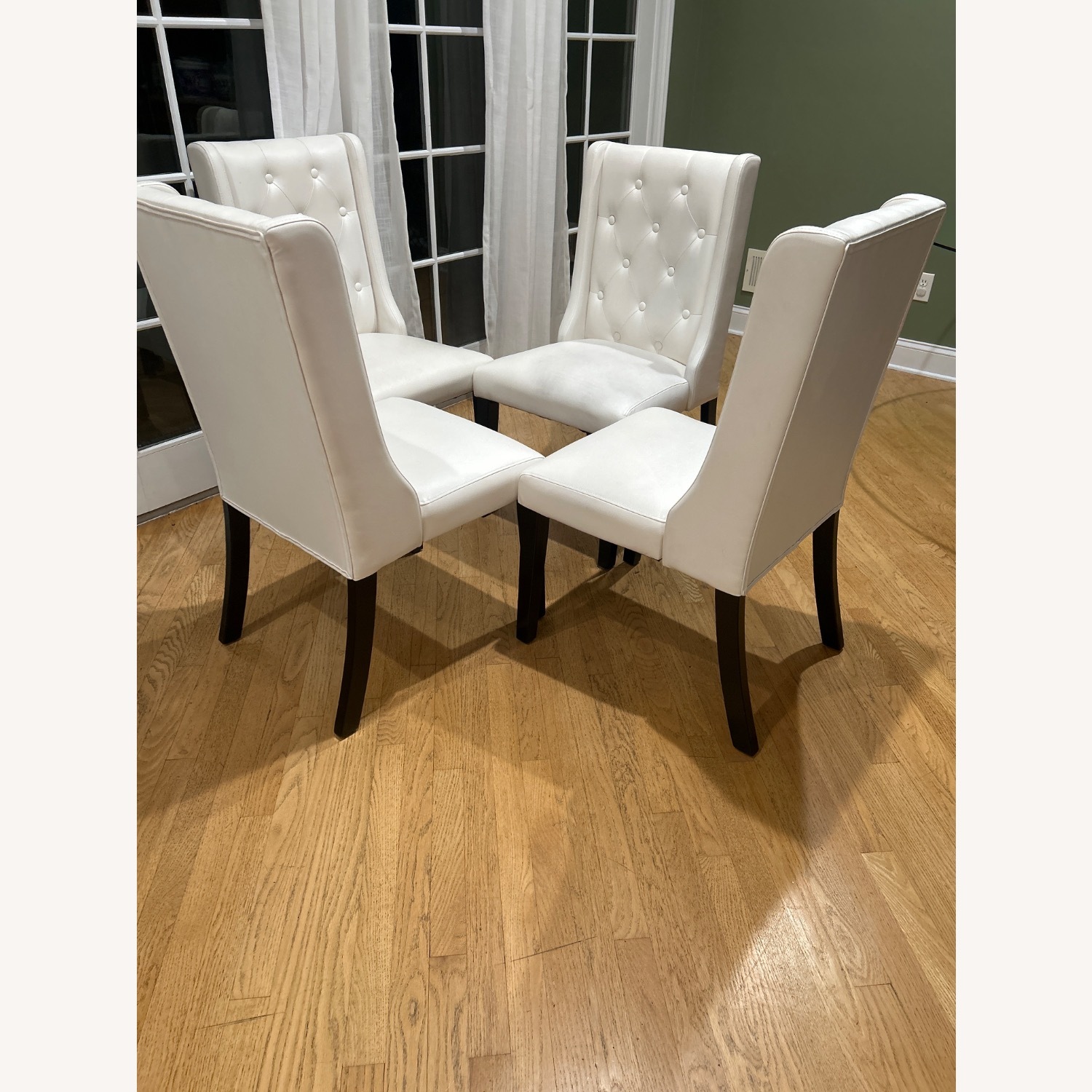 Off-White Set of 4 Leather Dining Chairs - image-1