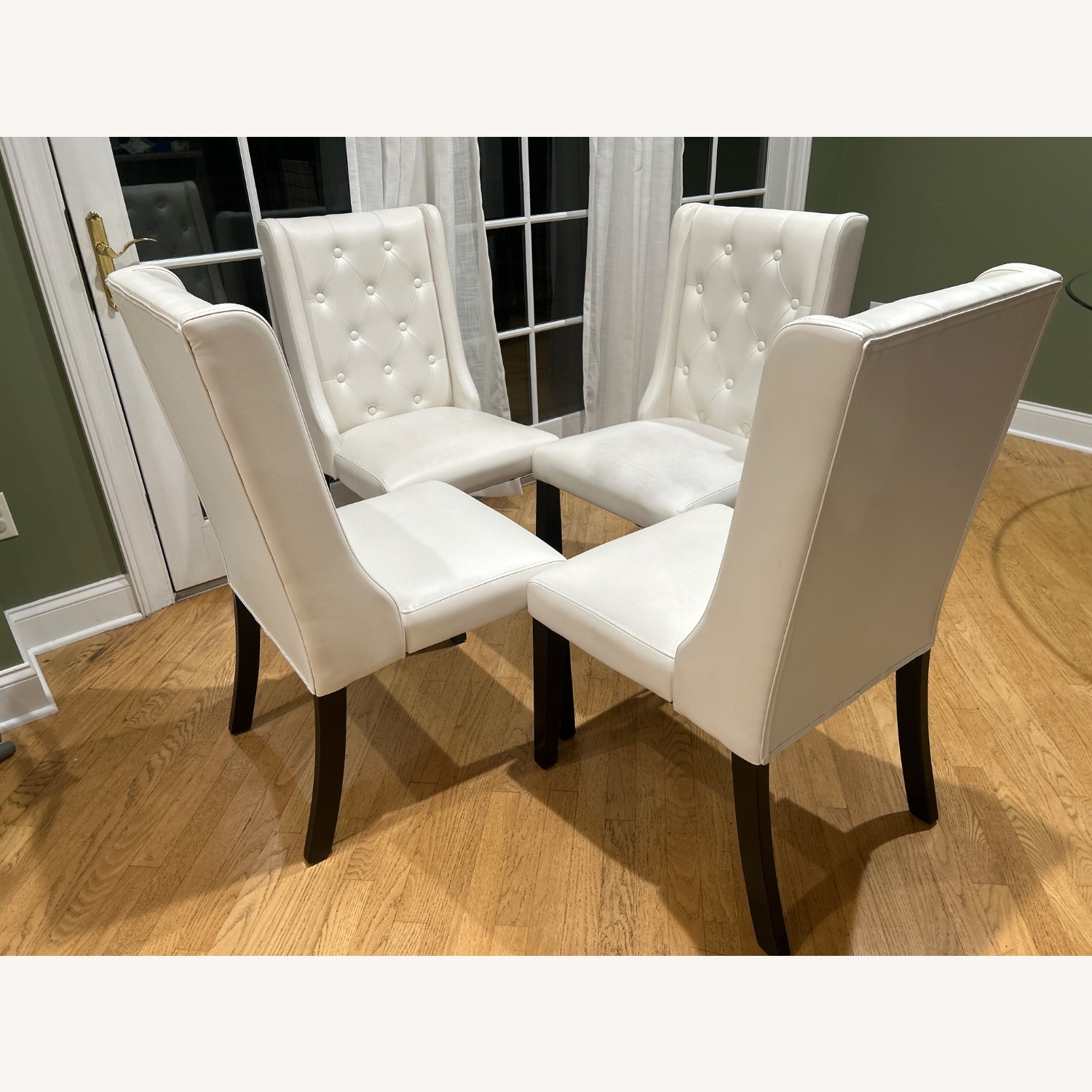 Off-White Set of 4 Leather Dining Chairs - image-2