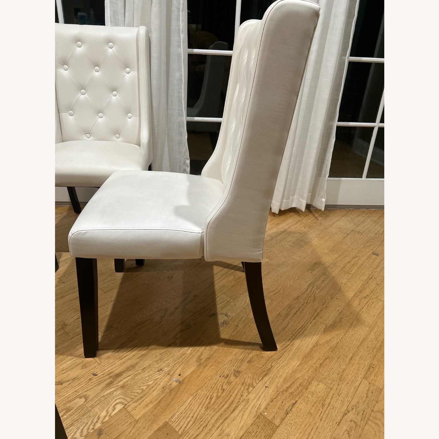 Off-White Set of 4 Leather Dining Chairs - image-3