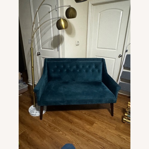 Used Skyline Furniture Blue Fabric Loveseat for sale on AptDeco