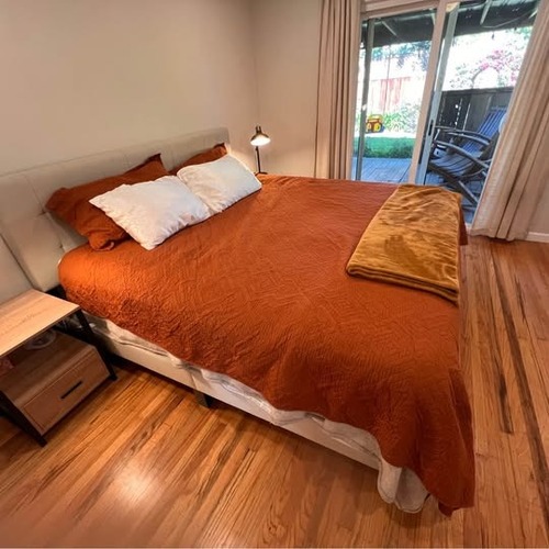 Used King Size Upholstered Bed Frame for sale on AptDeco