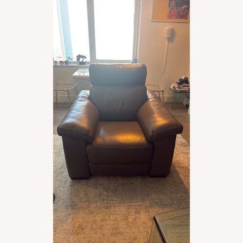 Used Premium Leather Gray Recliner for sale on AptDeco