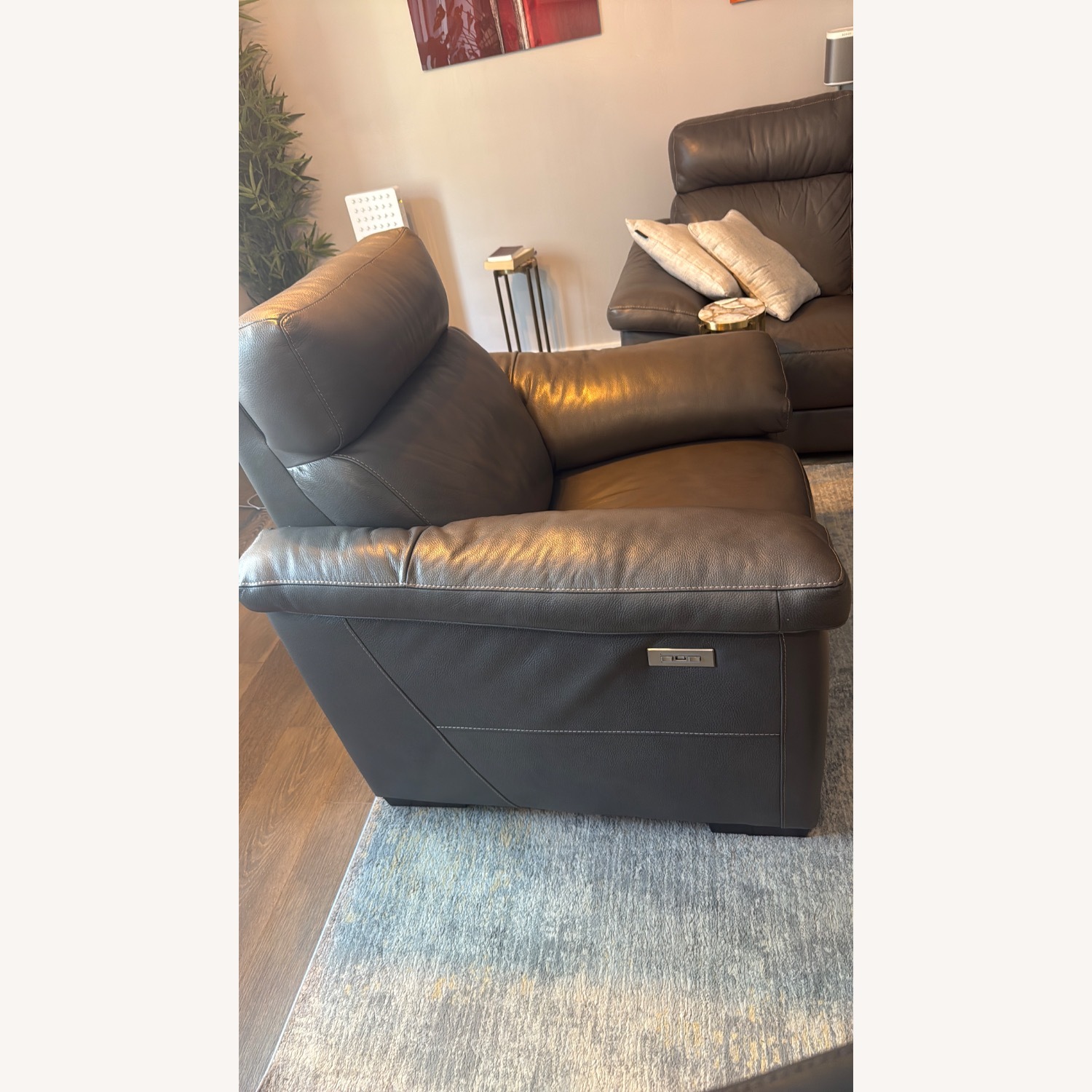 Premium Leather Gray Recliner - image-2