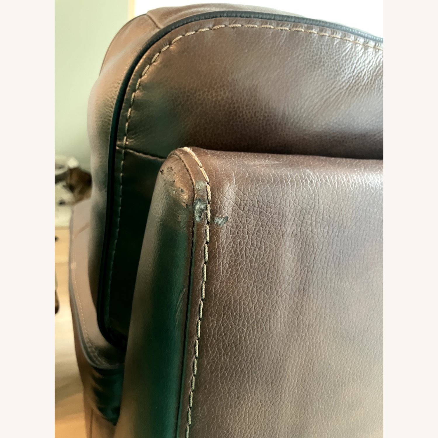 Raymour & Flanigan Colton Brown Genuine Leather Loveseat - image-4