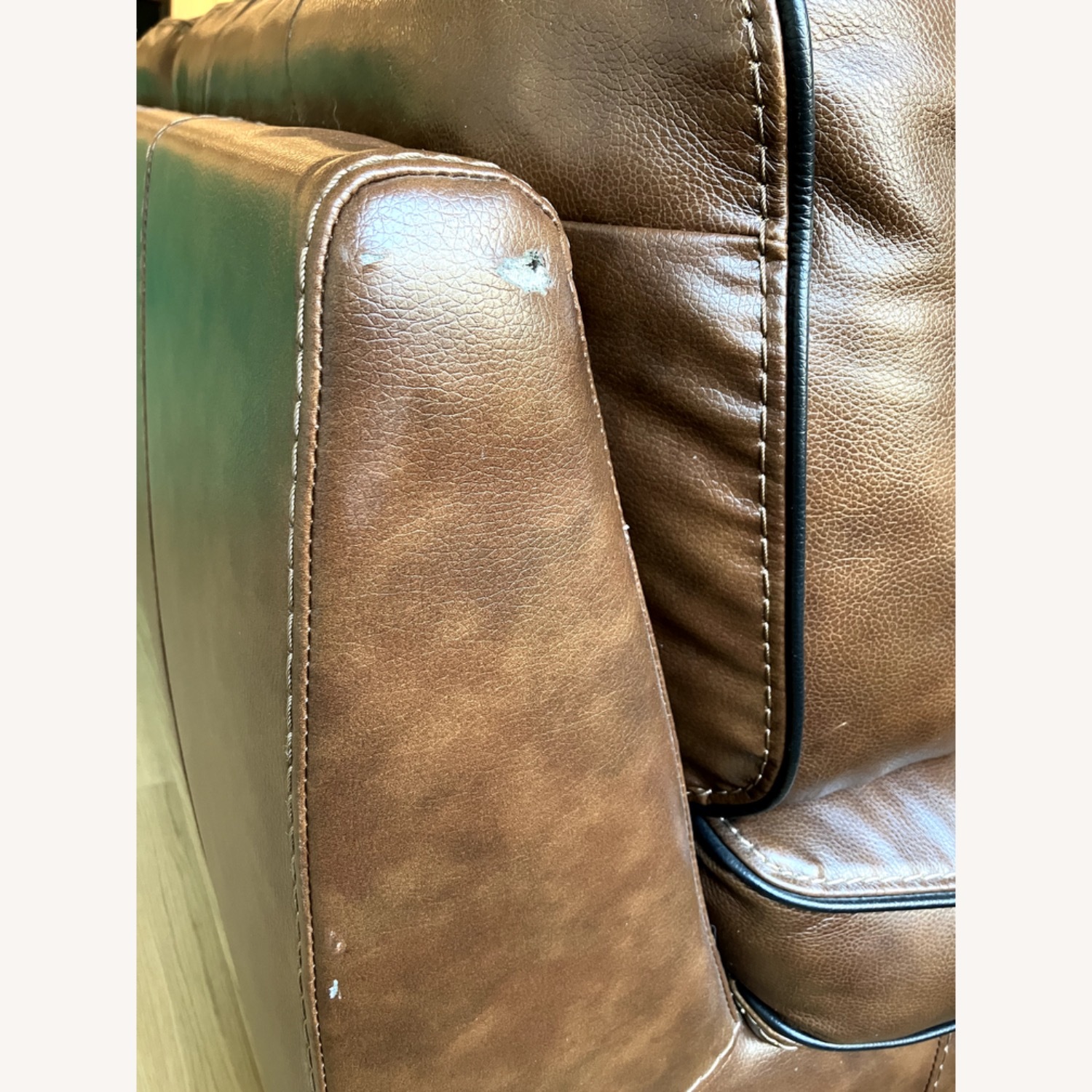 Raymour & Flanigan Colton Brown Genuine Leather Loveseat - image-5