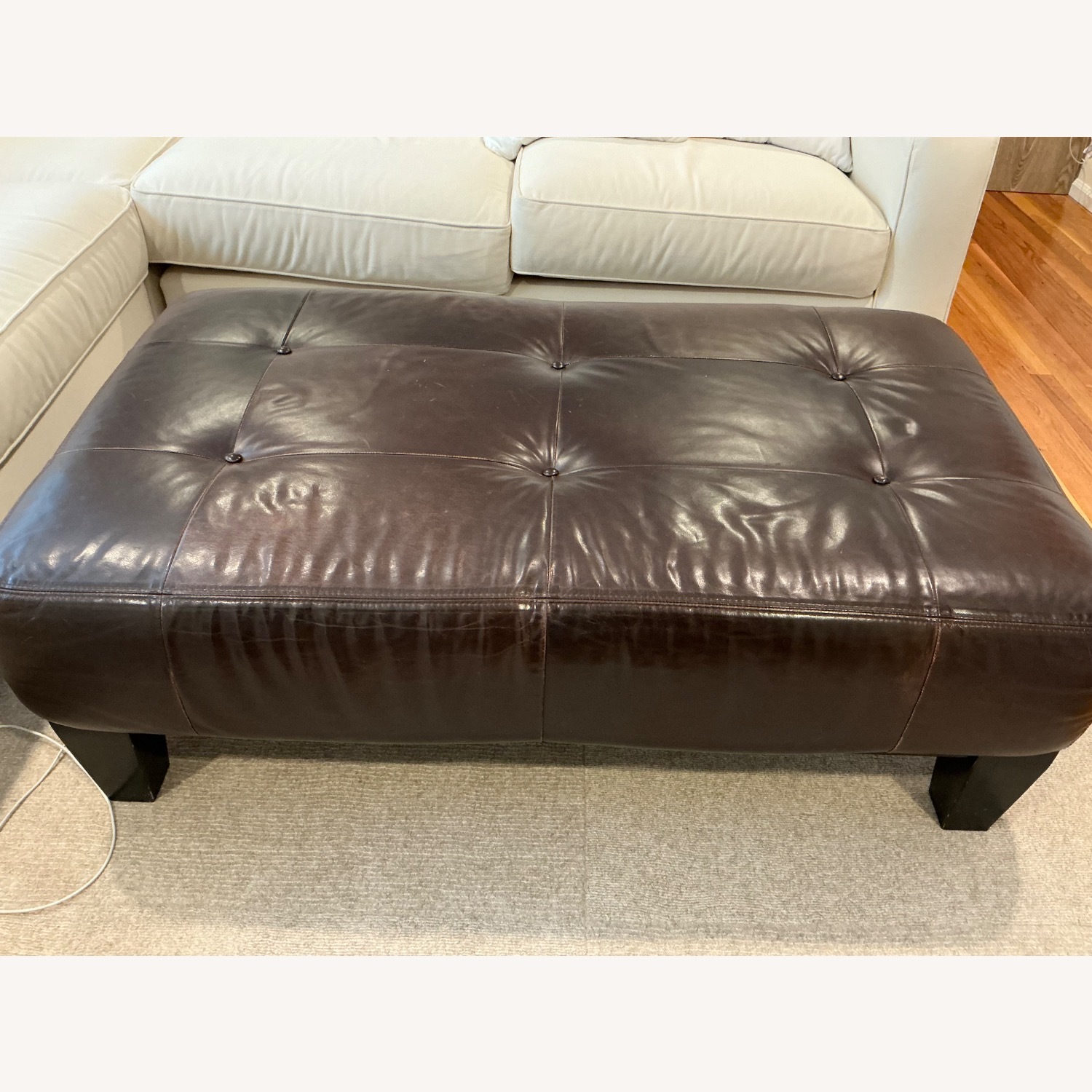 Pottery Barn Sullivan Dark Brown Leather Coffee Table - image-10