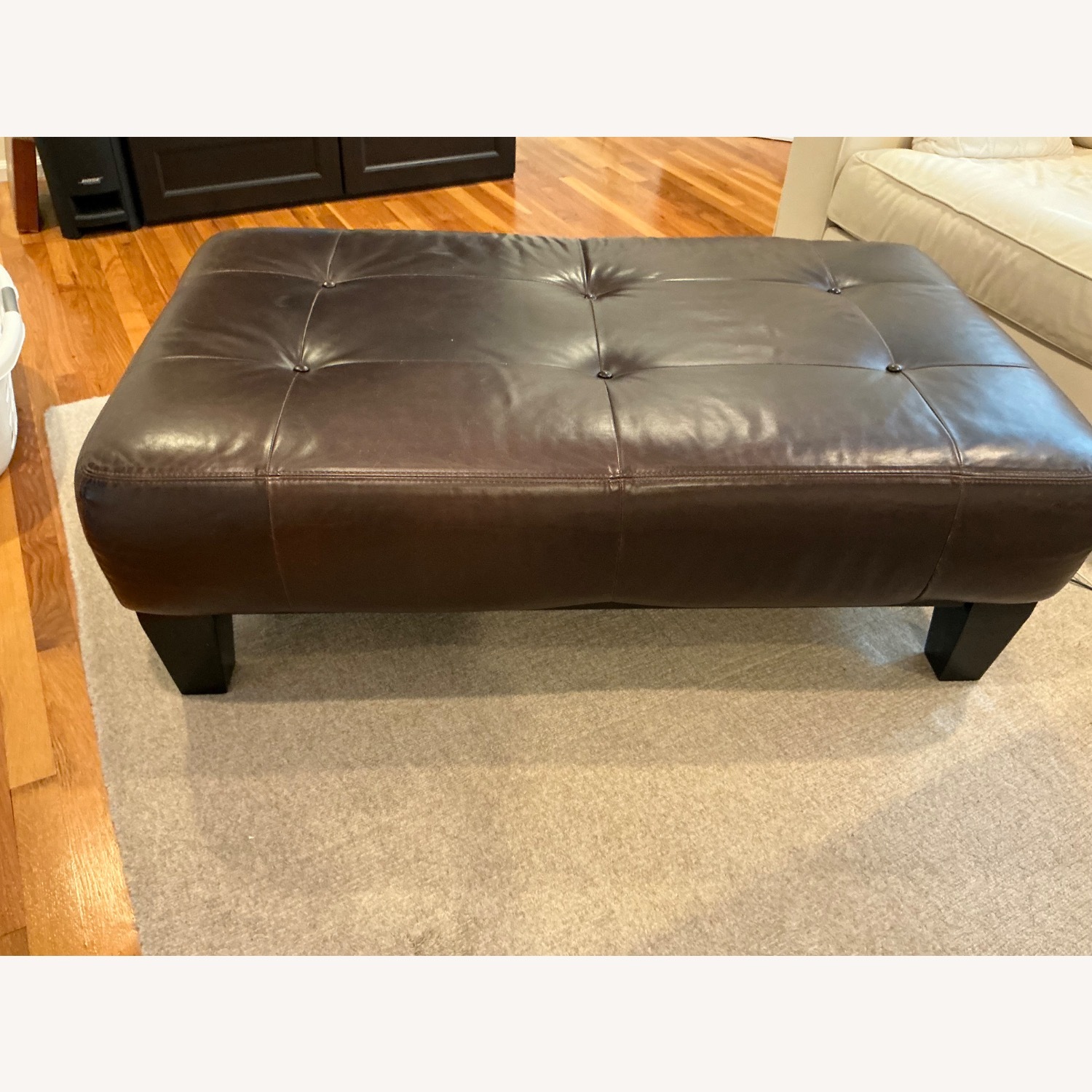 Pottery Barn Sullivan Dark Brown Leather Coffee Table - image-7