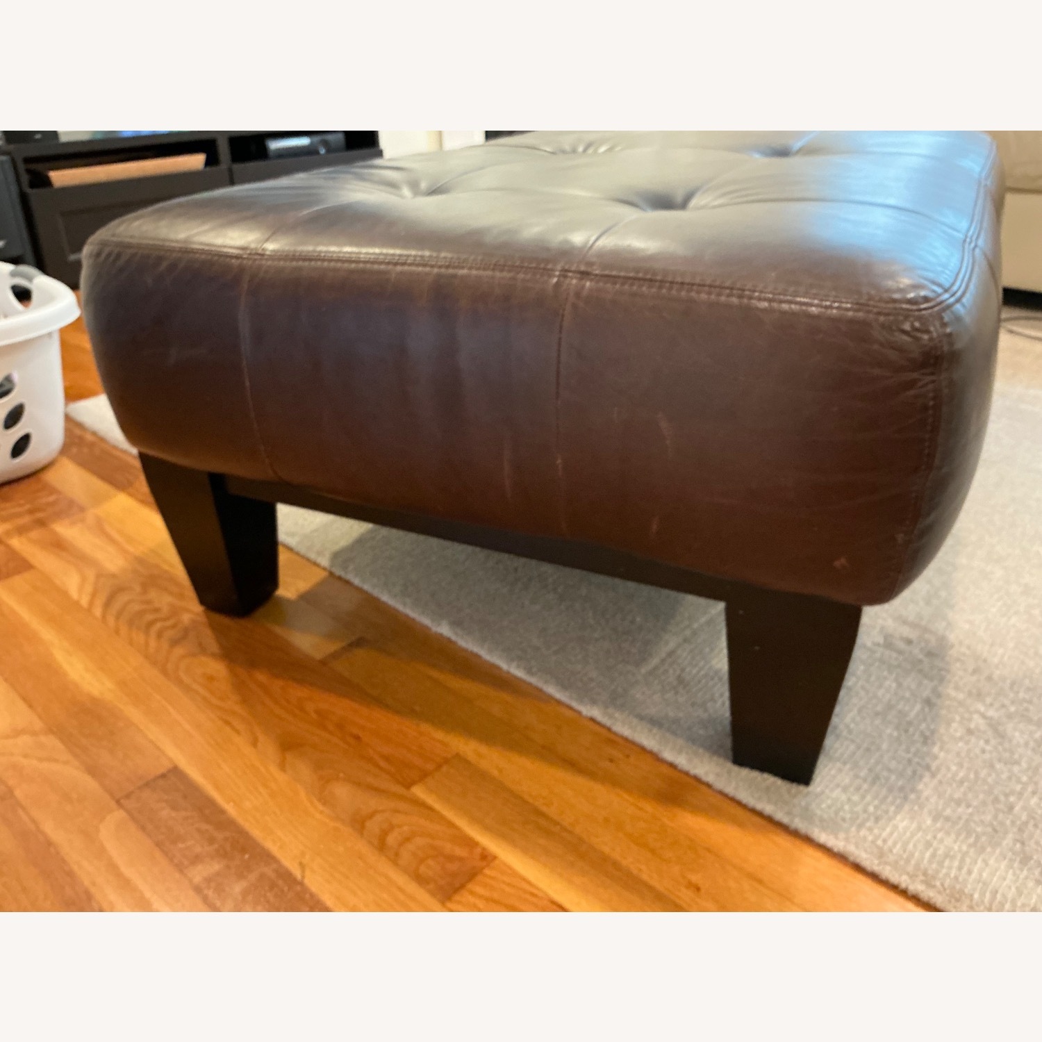 Pottery Barn Sullivan Dark Brown Leather Coffee Table - image-2