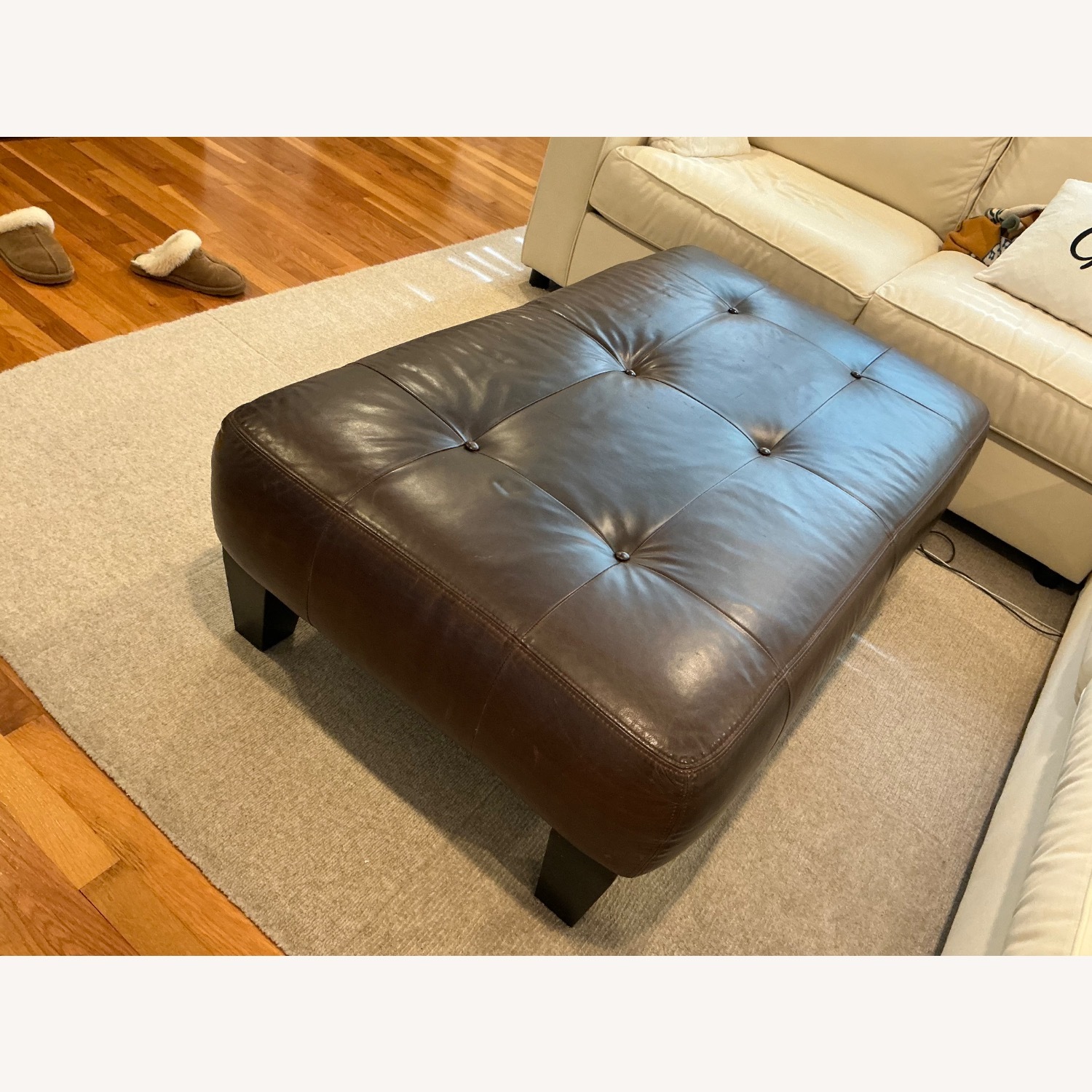 Pottery Barn Sullivan Dark Brown Leather Coffee Table - image-1