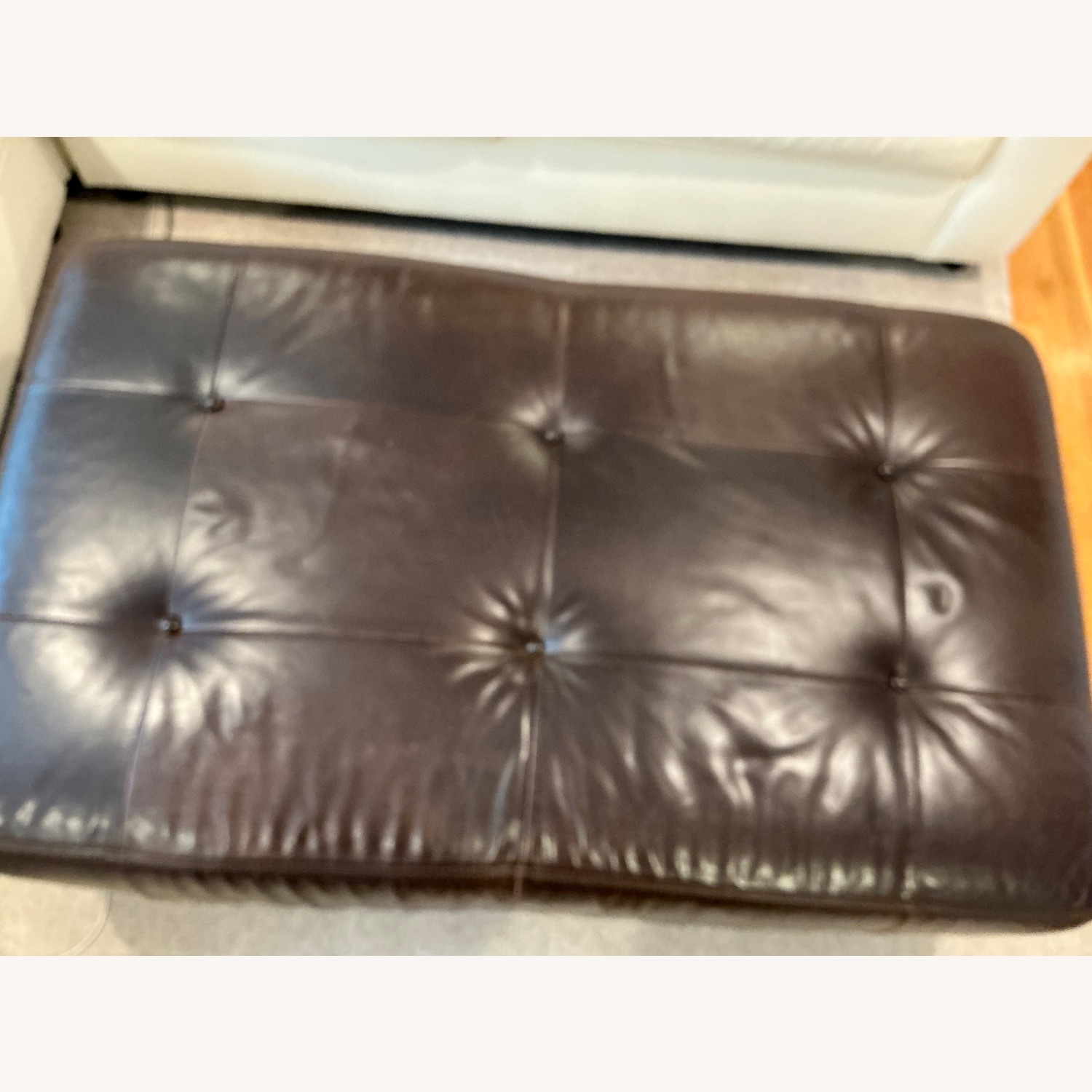 Pottery Barn Sullivan Dark Brown Leather Coffee Table - image-9