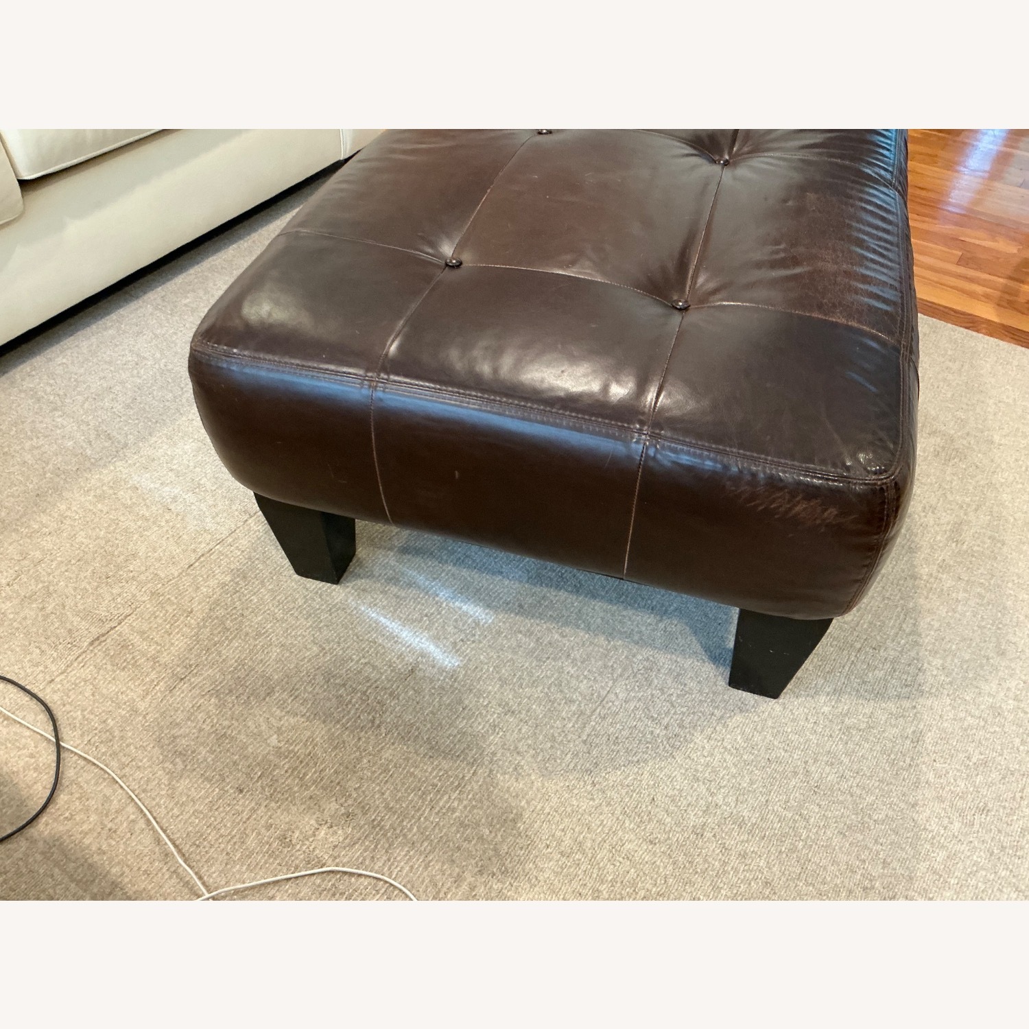 Pottery Barn Sullivan Dark Brown Leather Coffee Table - image-5