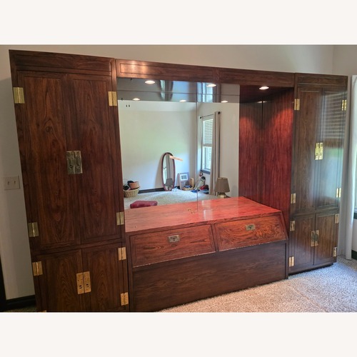Used Henredon Campagne One Scene Headboard W Armoires for sale on AptDeco