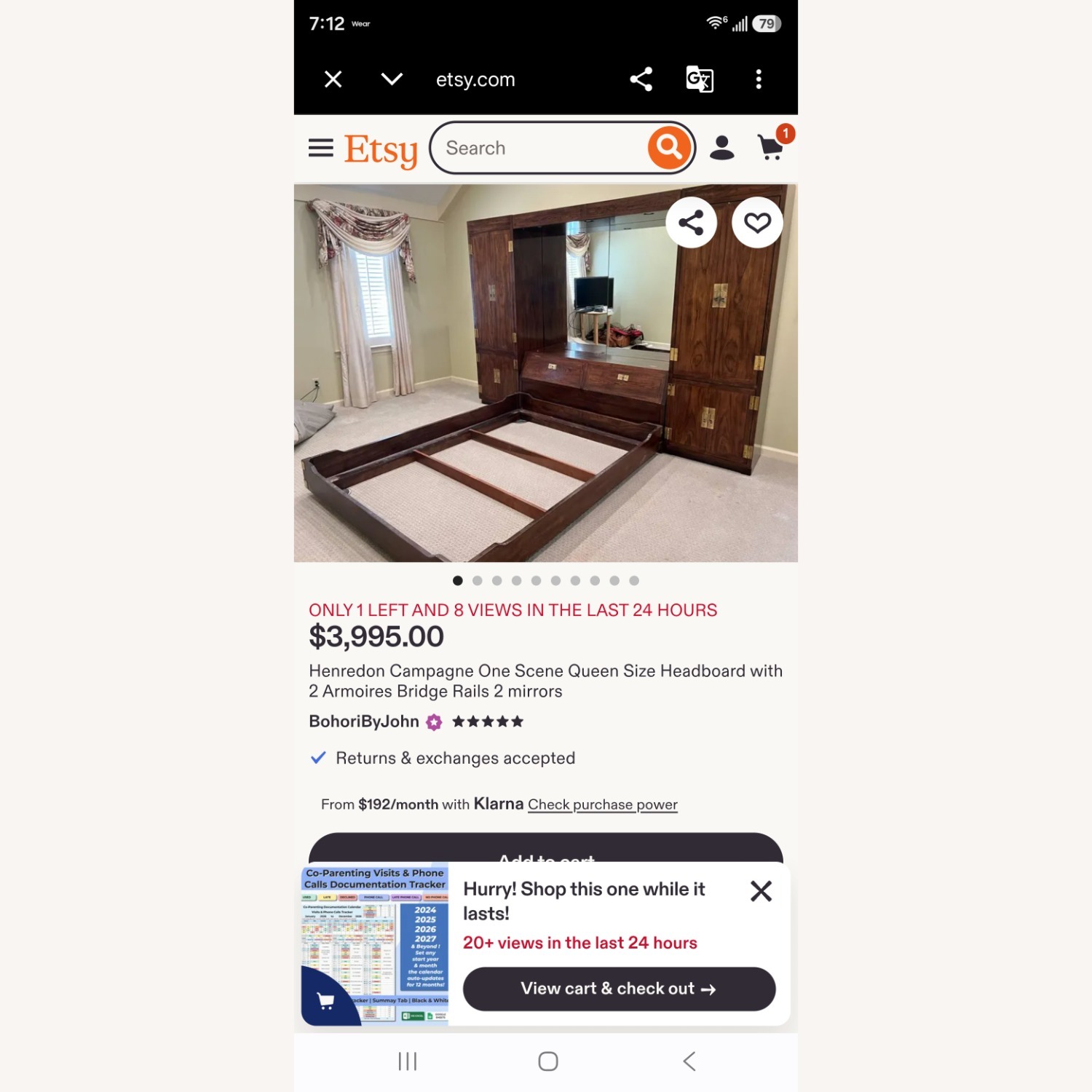 Henredon Campagne One Scene Headboard W Armoires - image-4