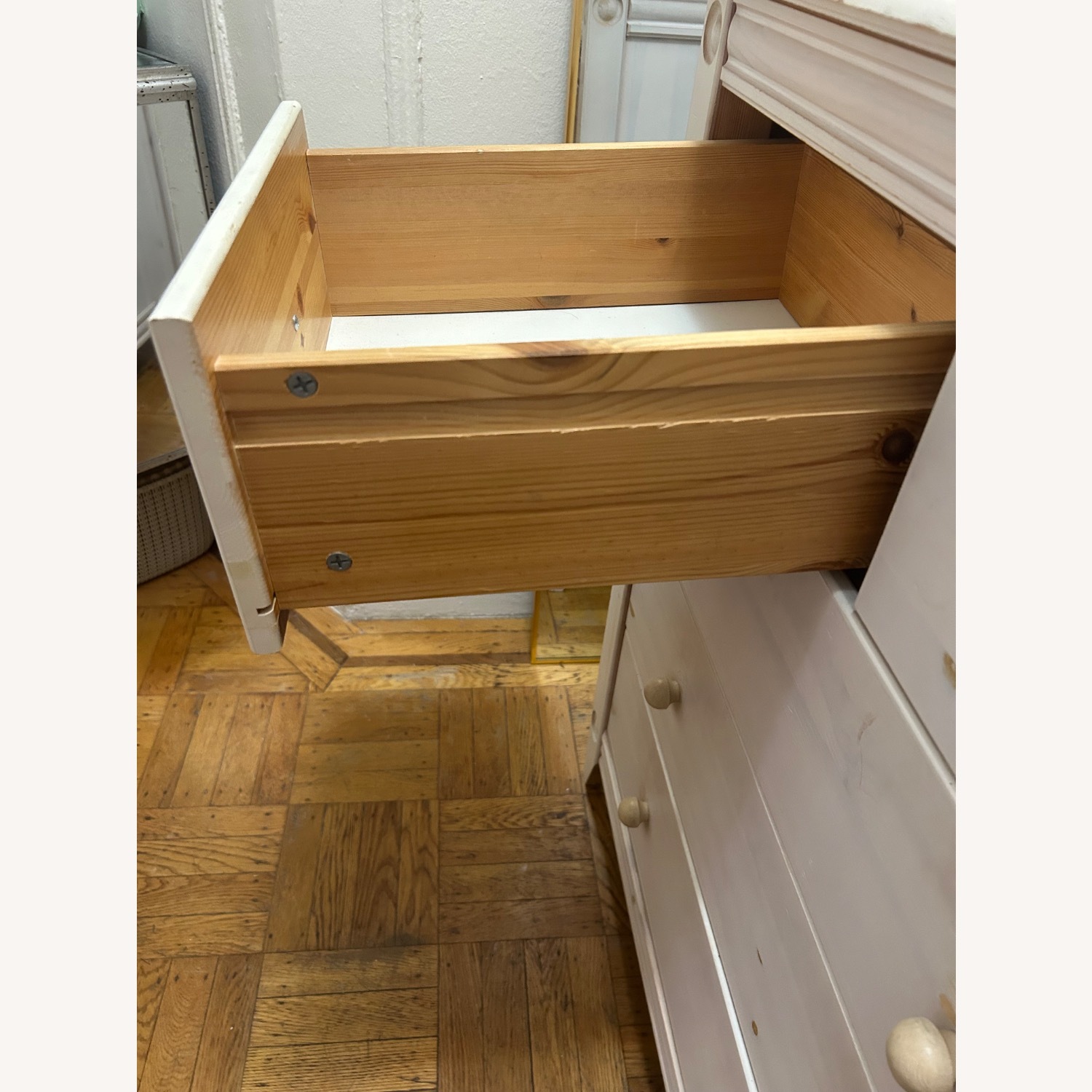 Vintage/Antique Light Gray Solid Wood Dresser - image-15