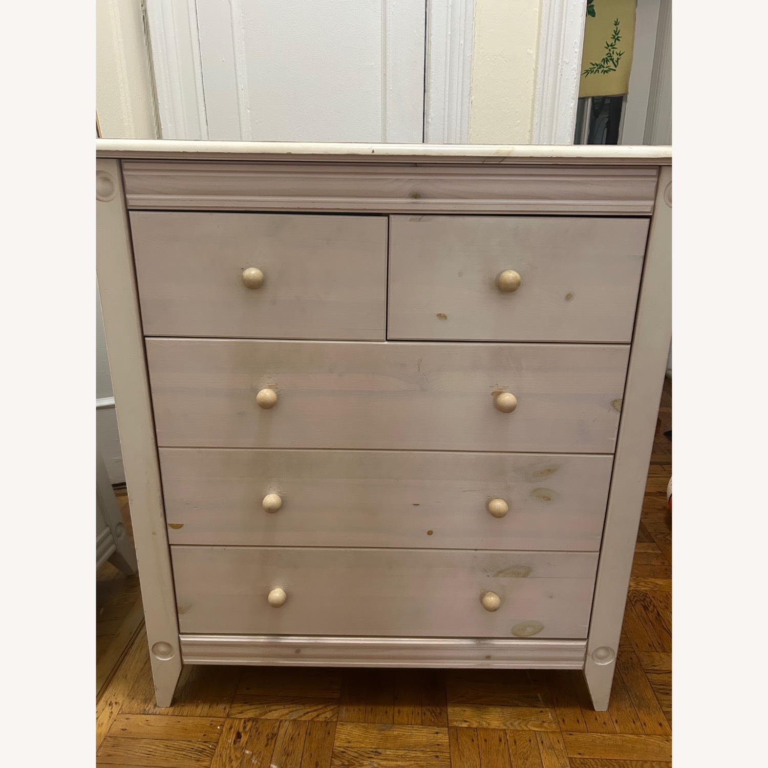 Vintage/Antique Light Gray Solid Wood Dresser - image-1