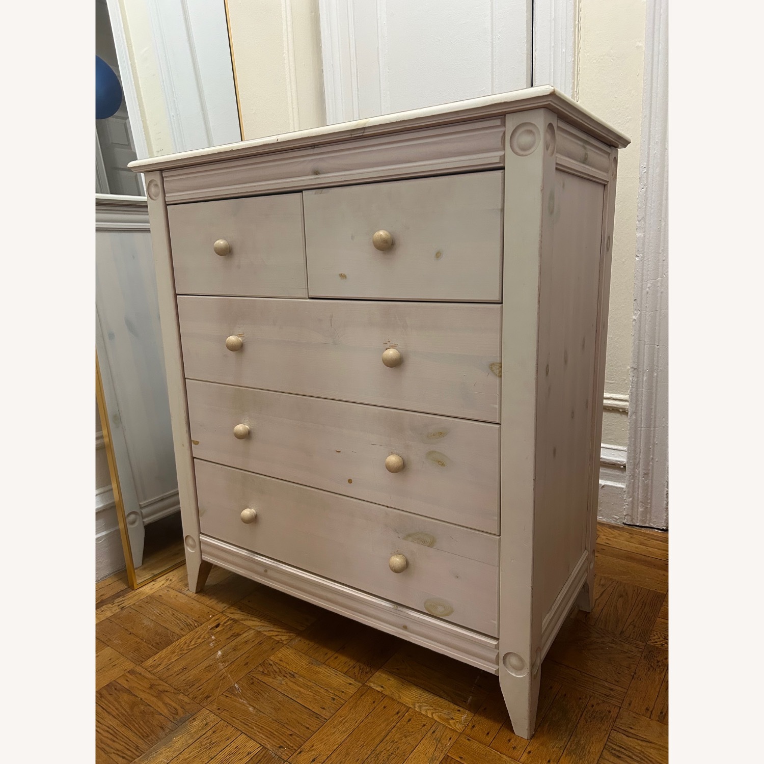 Vintage/Antique Light Gray Solid Wood Dresser - image-2