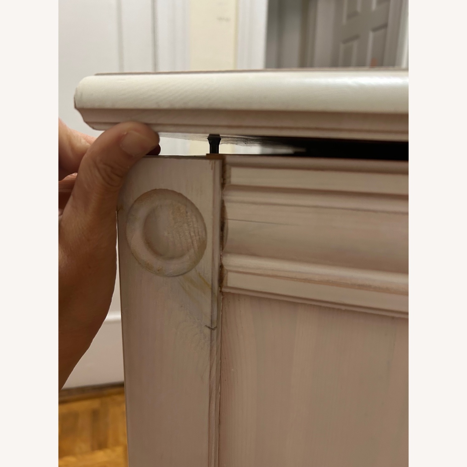 Vintage/Antique Light Gray Solid Wood Dresser - image-9