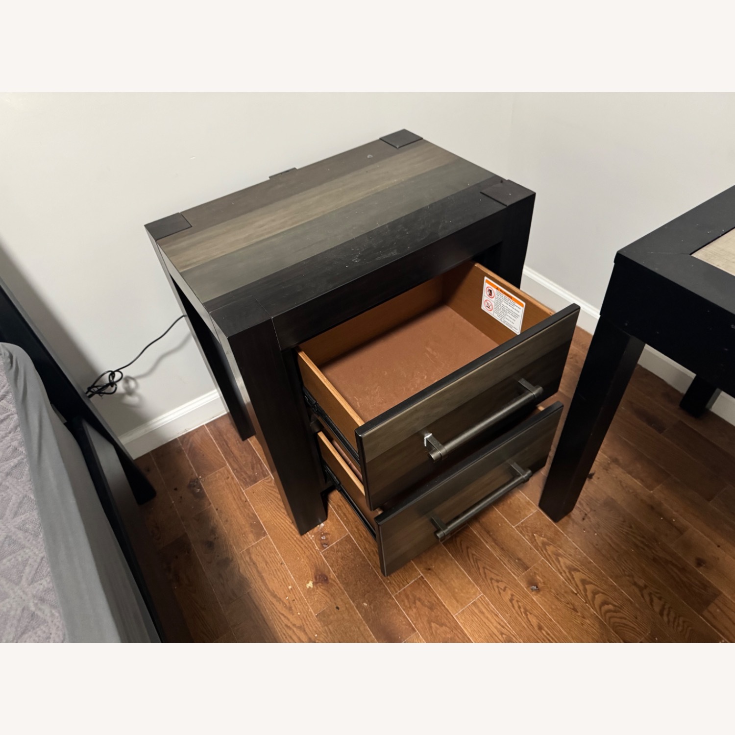 Black Modern Wood Nightstand - image-2
