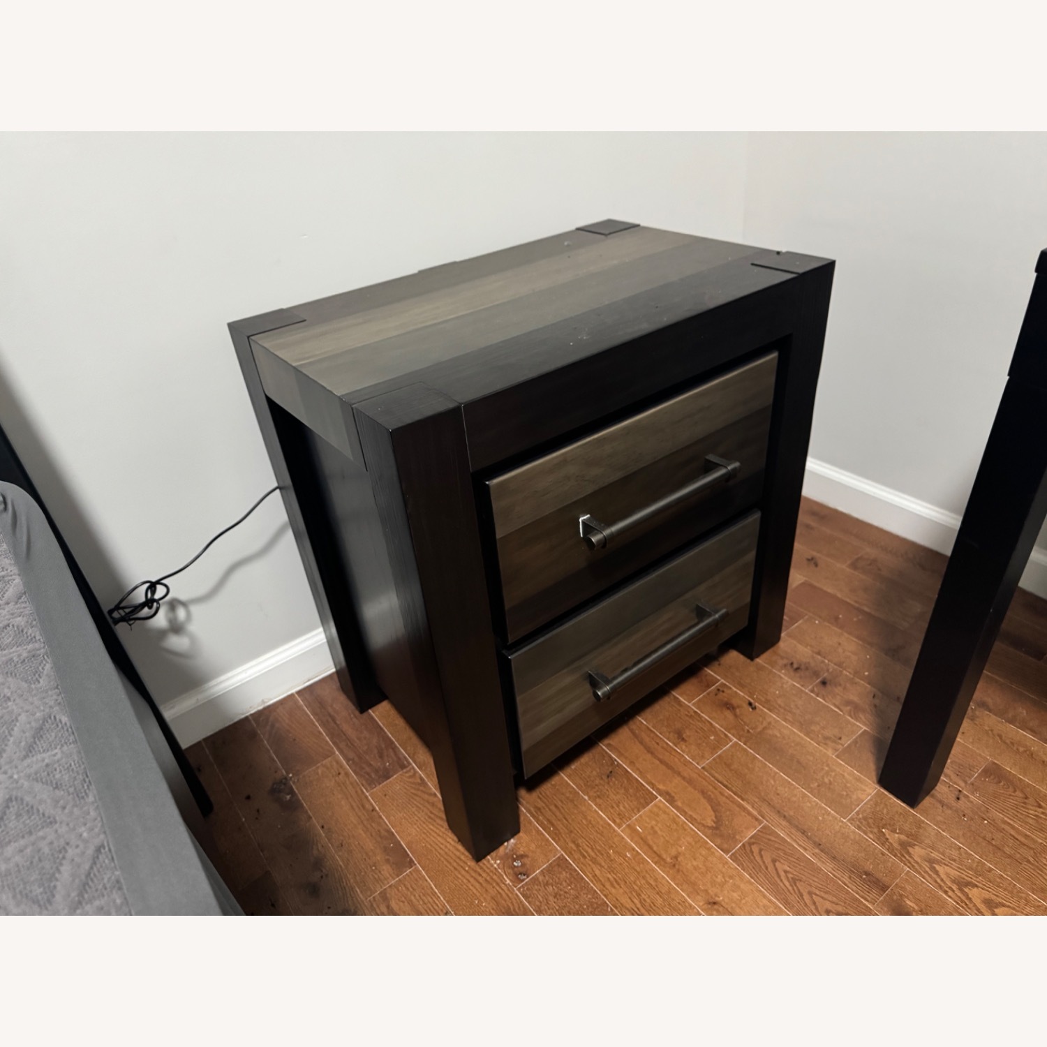 Black Modern Wood Nightstand - image-1