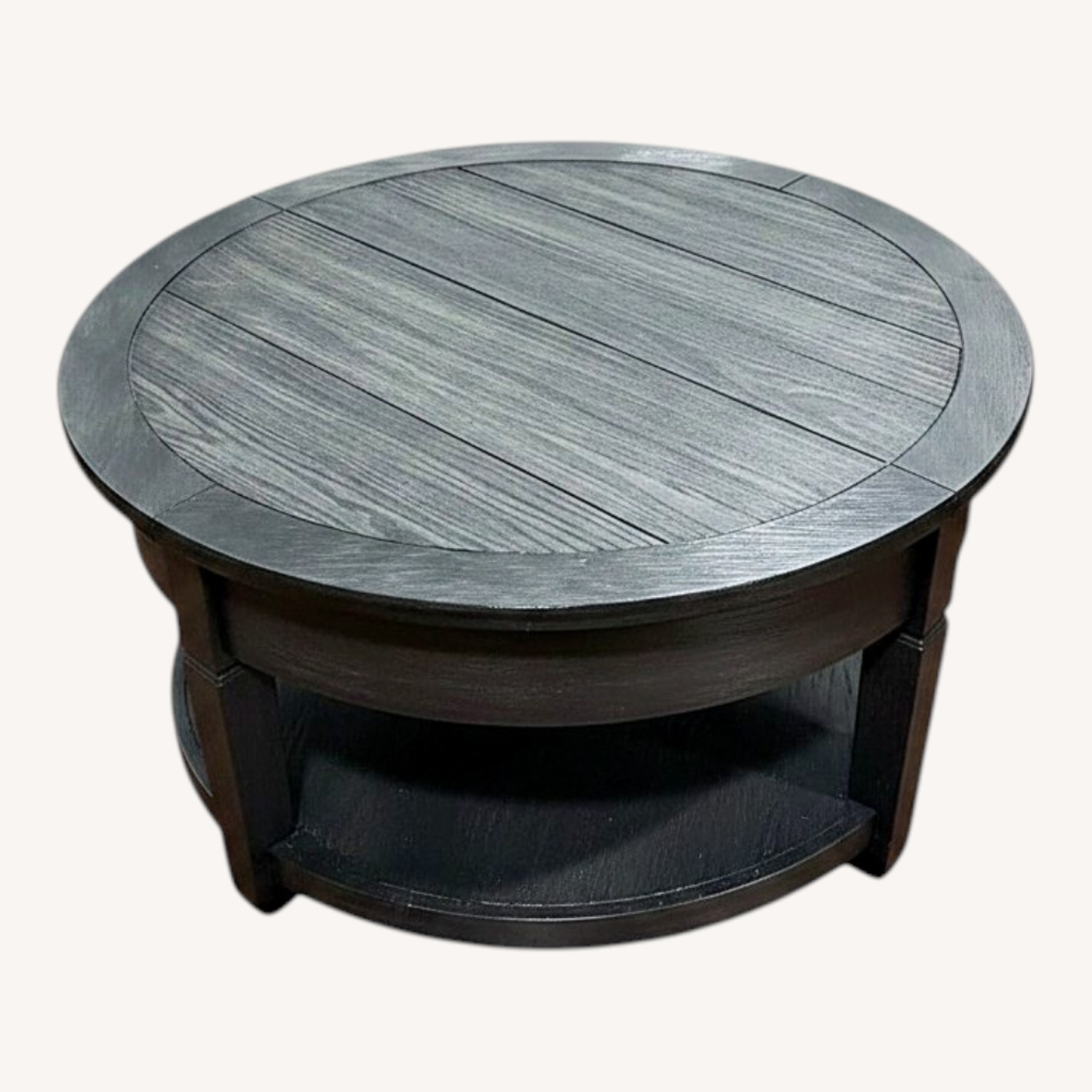 Round Black Wood Coffee Table - image-0