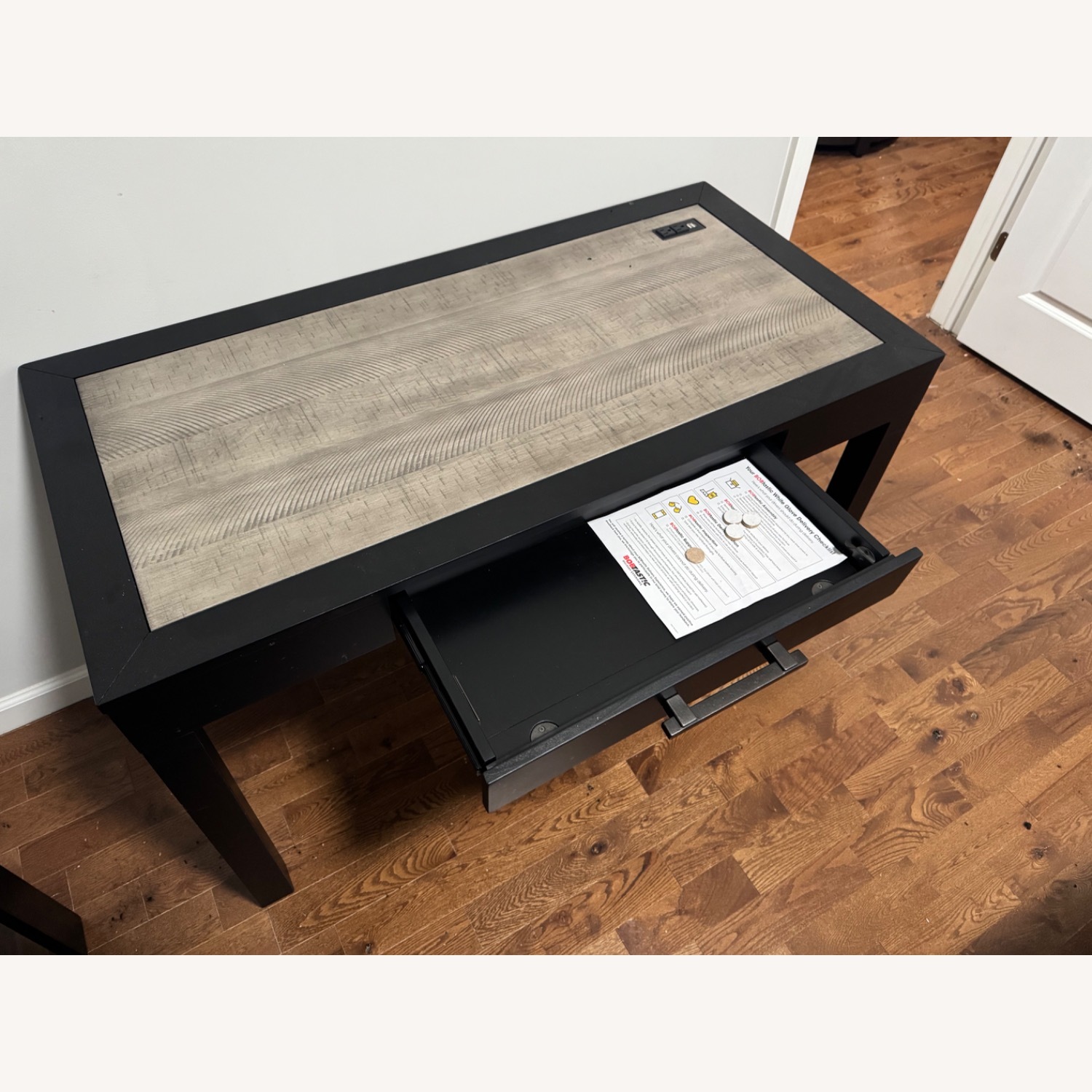 Modern Wood Desk with Drawer - image-2