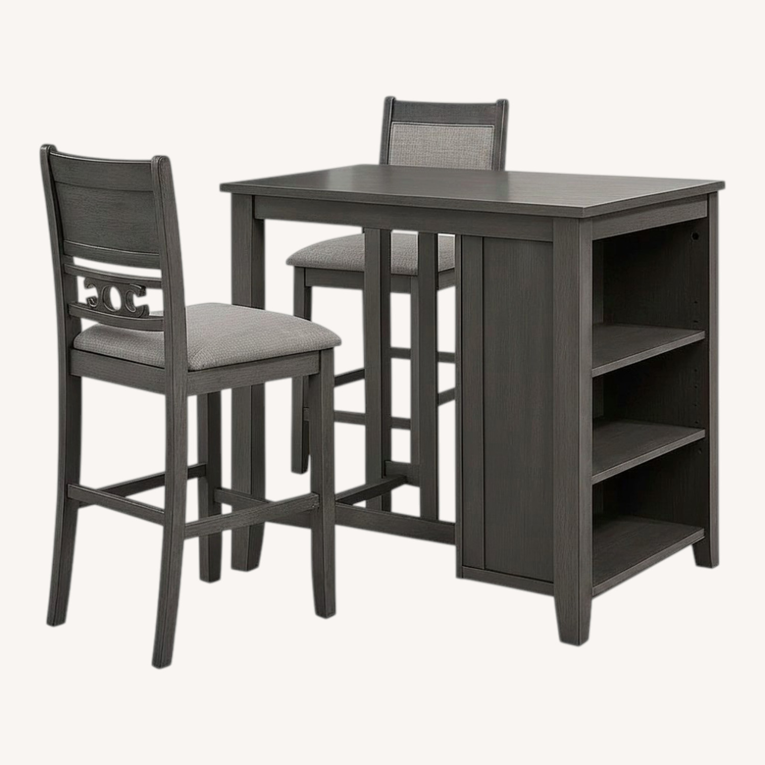 Dark Gray Wood Dining Table with Chairs - image-0