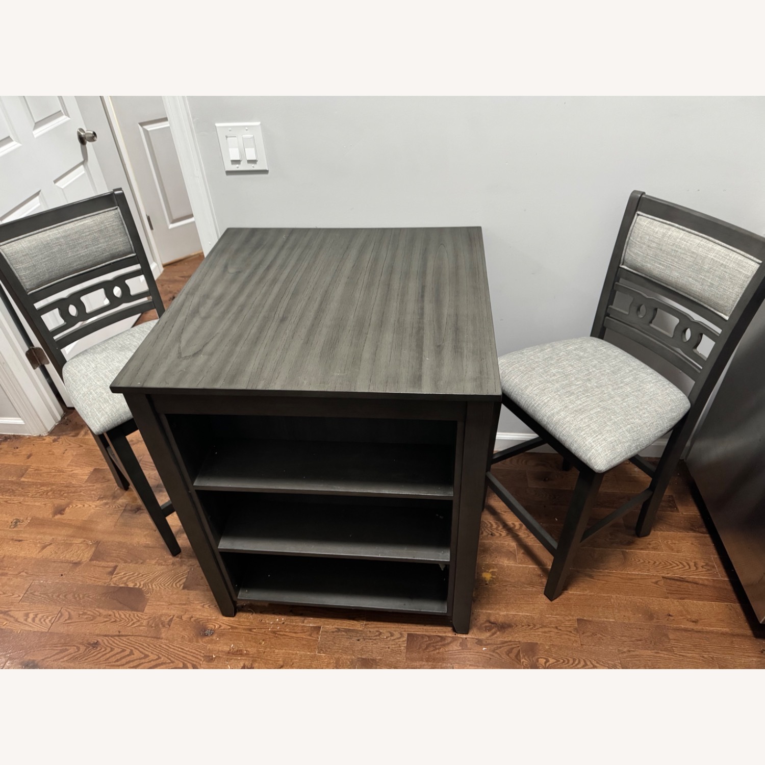 Dark Gray Wood Dining Table with Chairs - image-2
