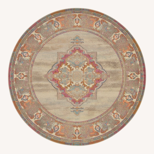 Used Safavieh Light Blue 8' x 8' Medici Round Rug for sale on AptDeco