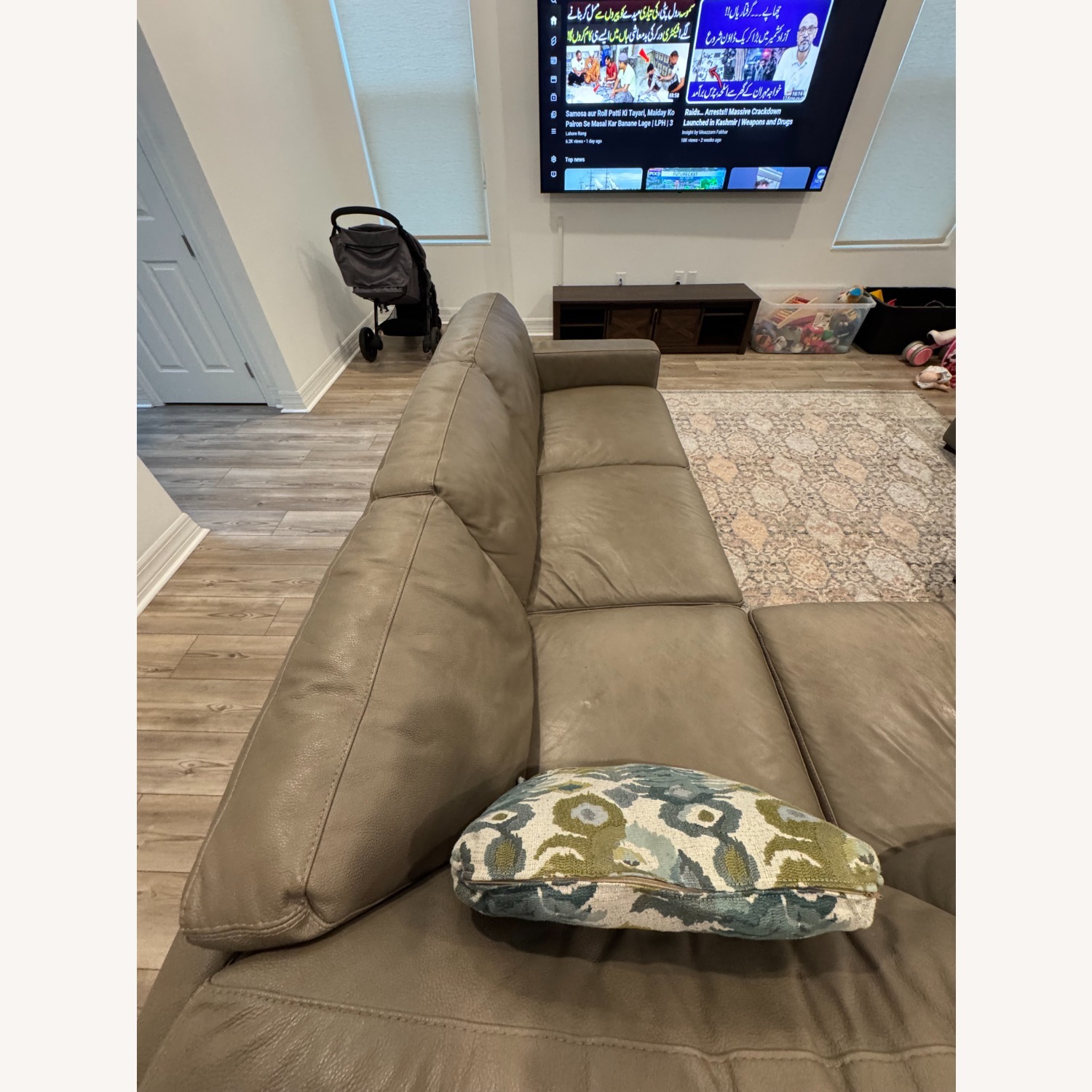 Macy's Leather 3+ Piece Sectional - image-2
