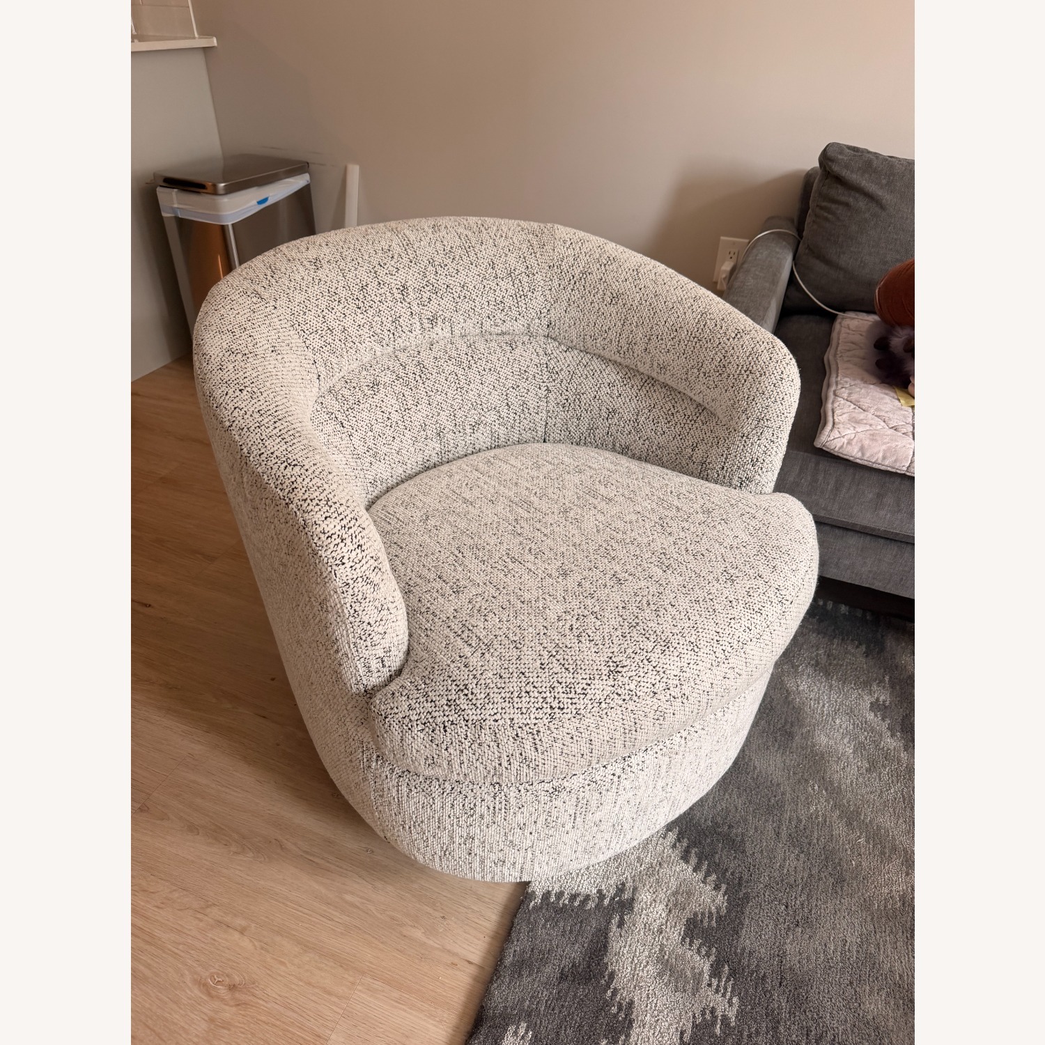West Elm White Fabric Viv Swivel Chair - image-2