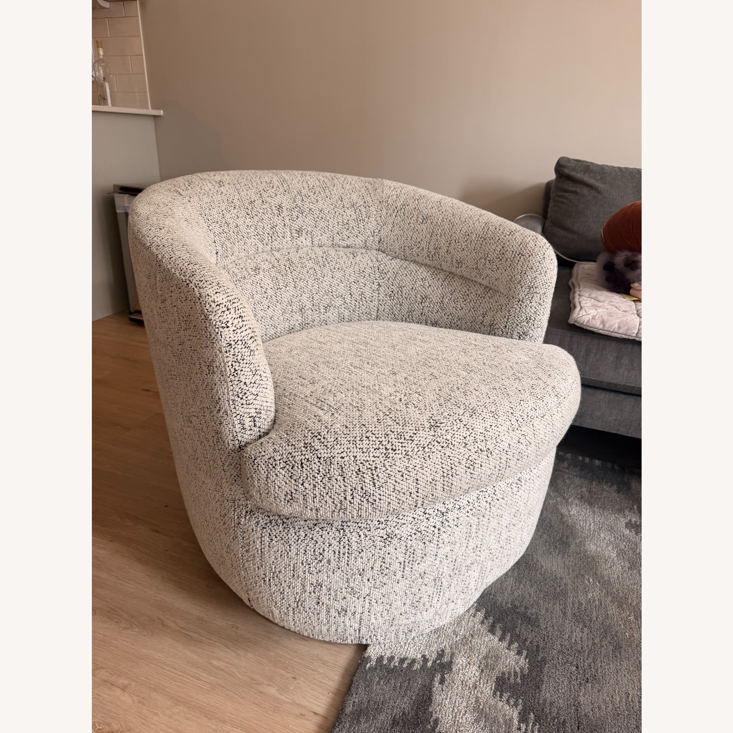 West Elm White Fabric Viv Swivel Chair - image-1