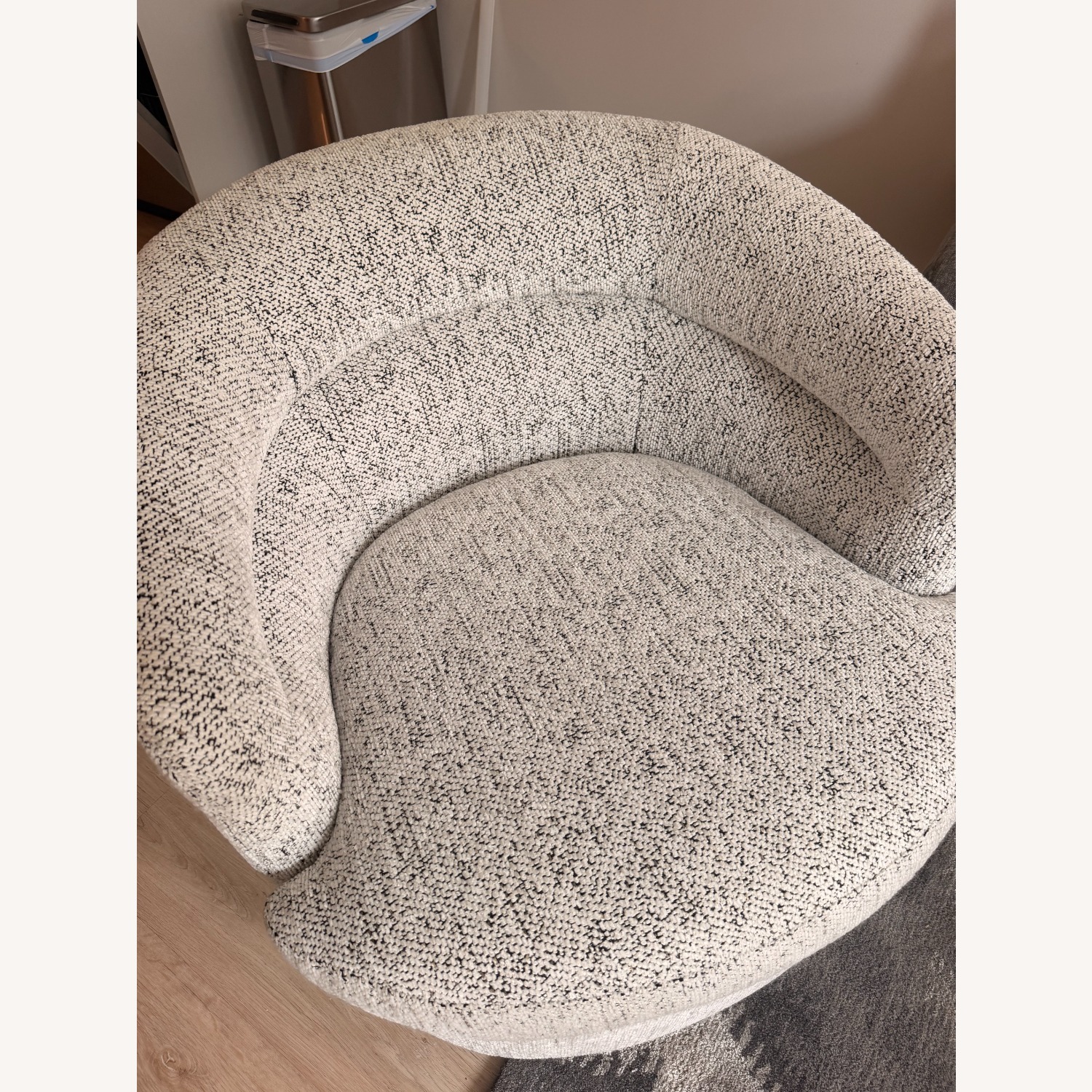 West Elm White Fabric Viv Swivel Chair - image-3