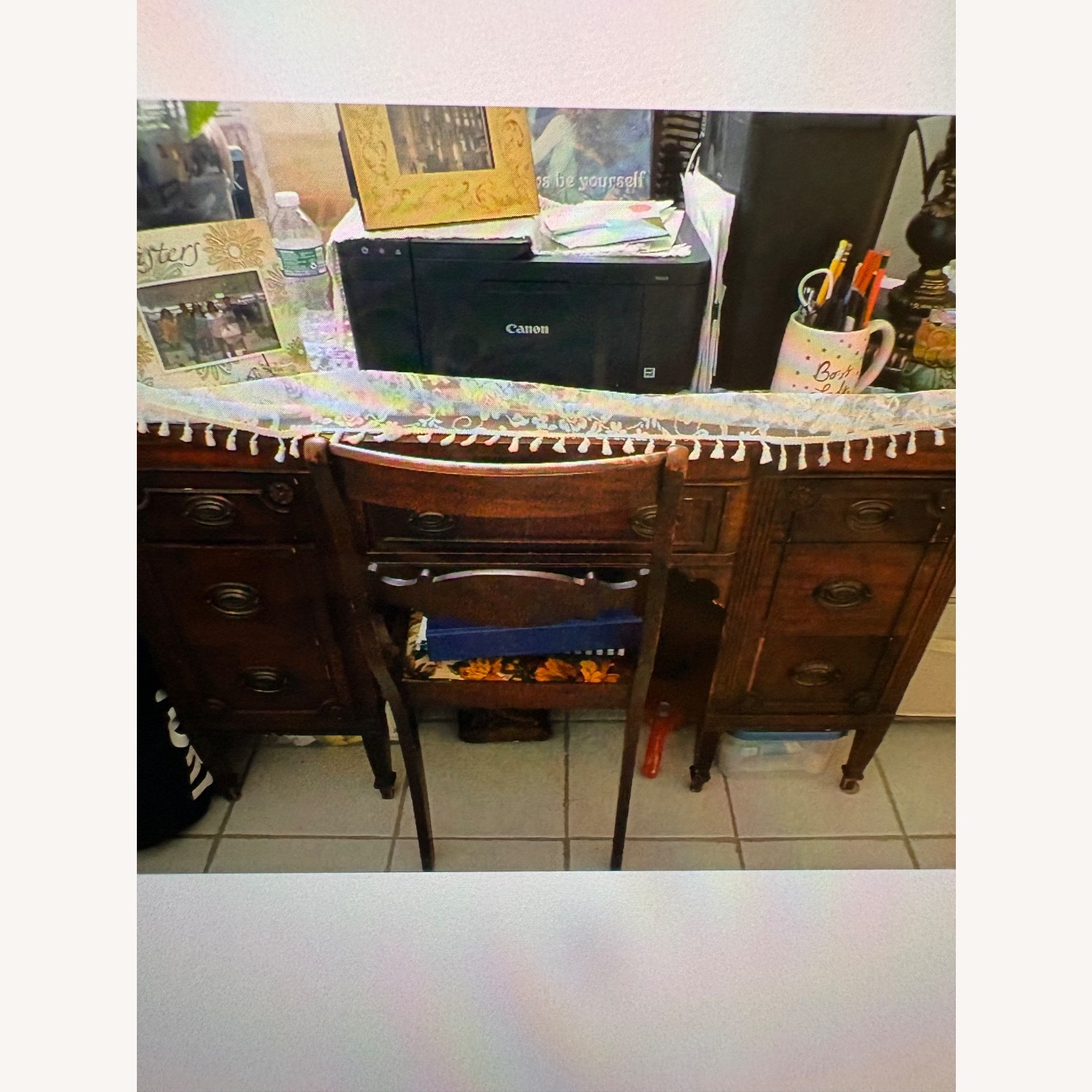 Vintage/Antique Finds Dark Brown Wood Desk - image-4