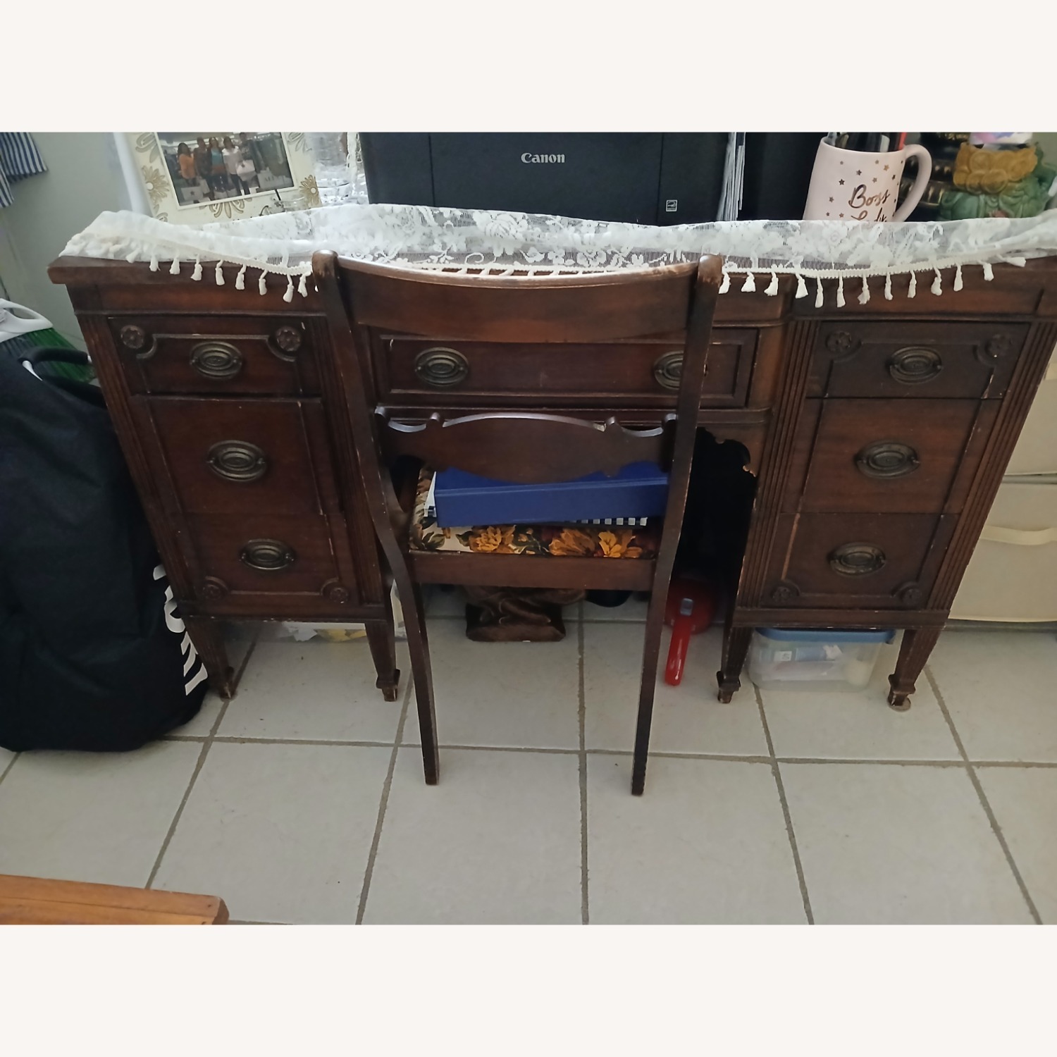 Vintage/Antique Finds Dark Brown Wood Desk - image-3