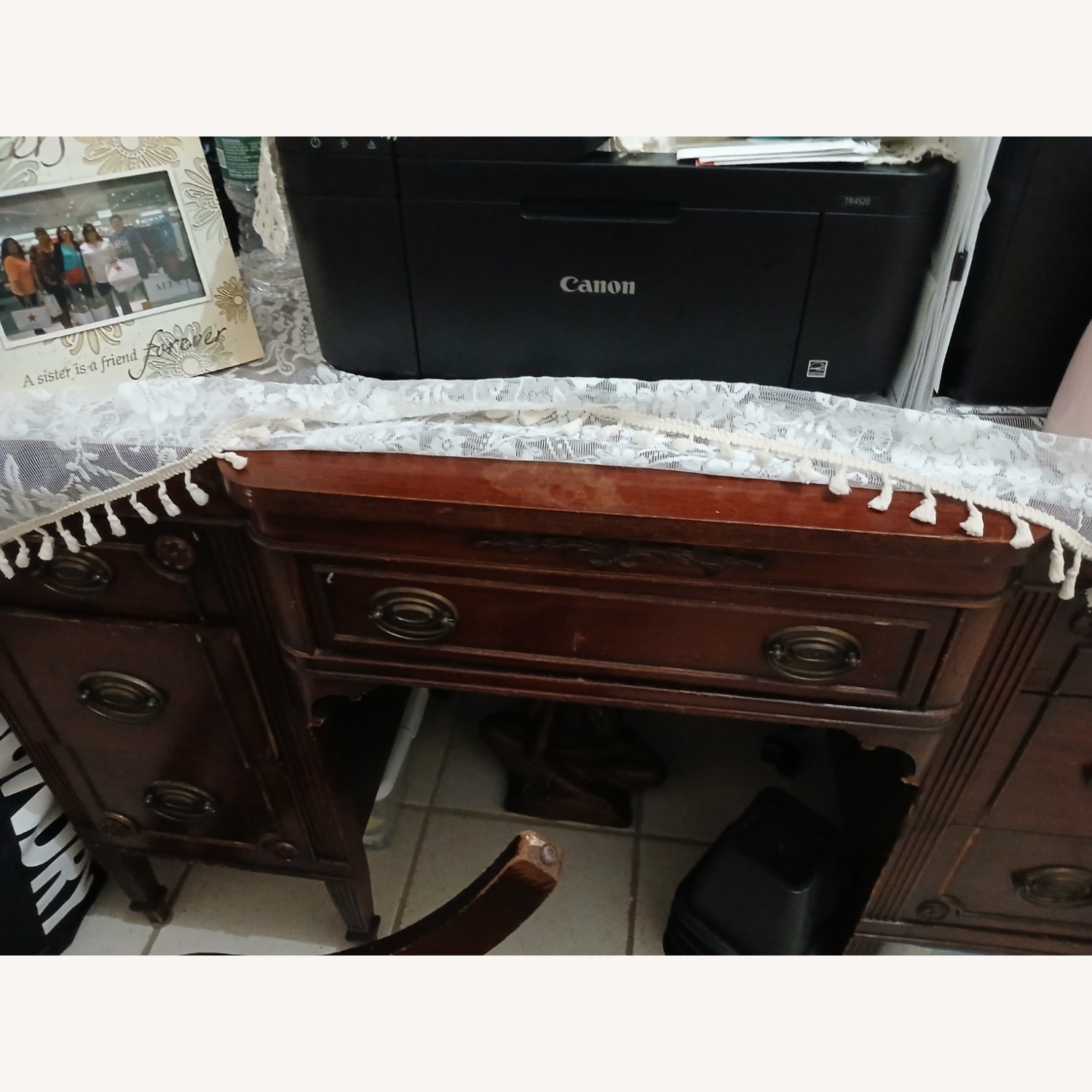 Vintage/Antique Finds Dark Brown Wood Desk - image-2