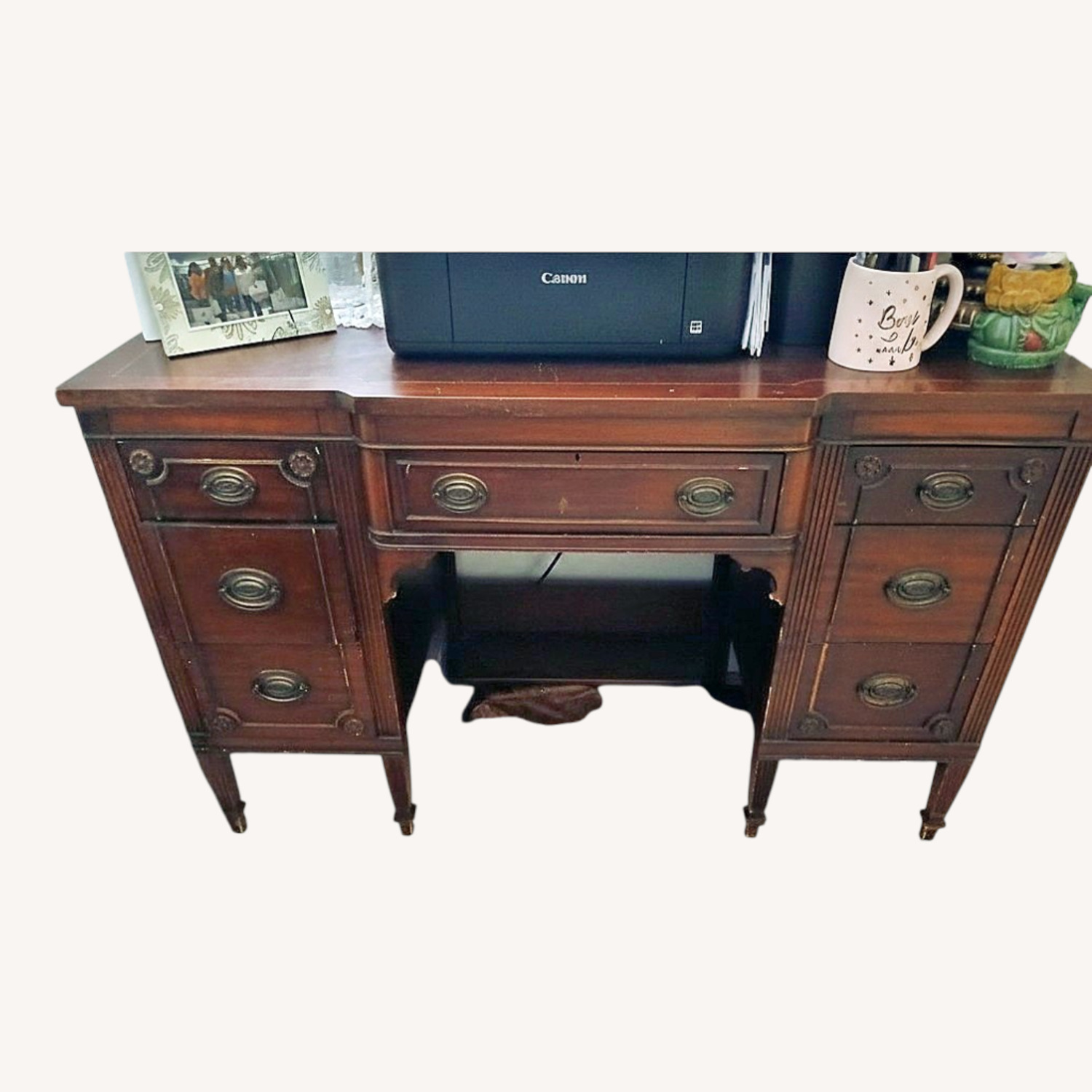 Vintage/Antique Finds Dark Brown Wood Desk - image-0