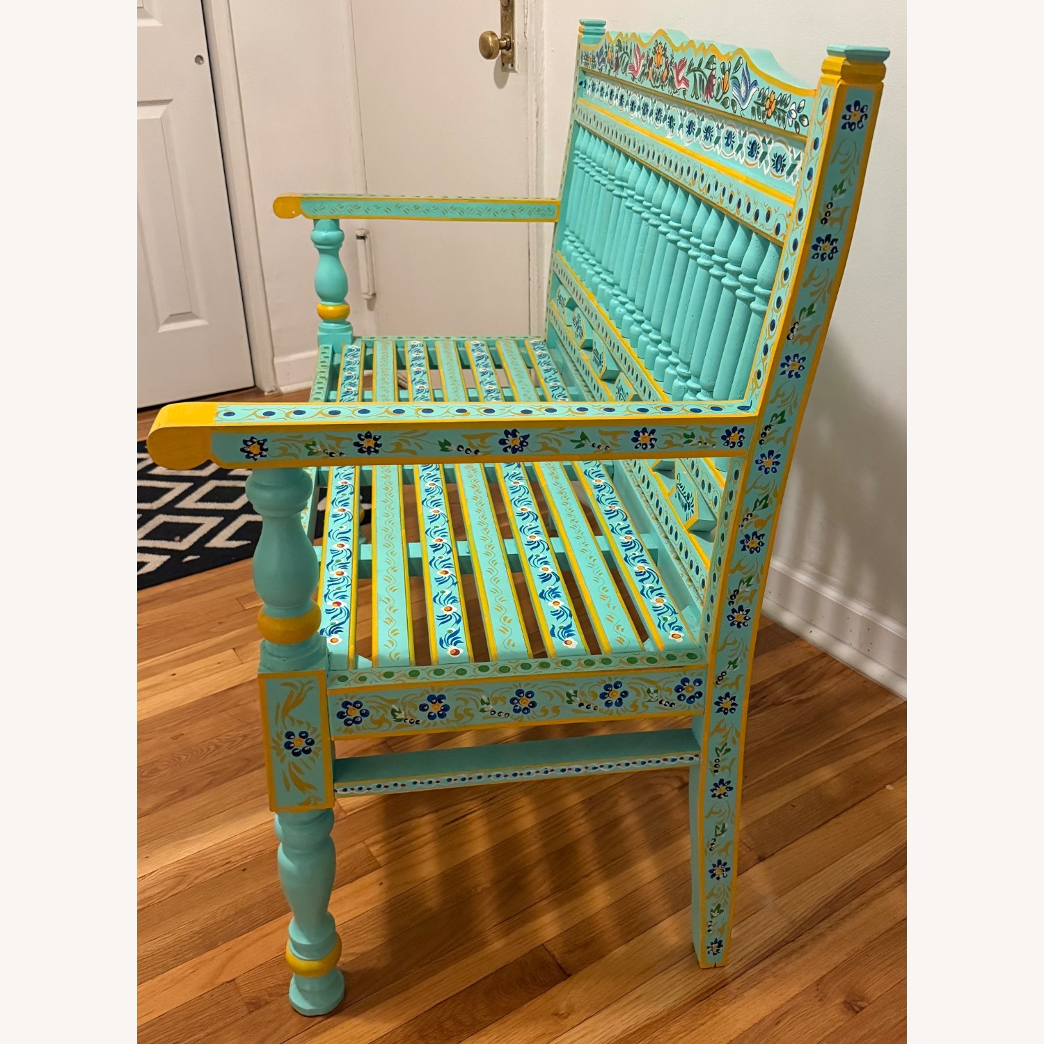 Blue Wood Bench - image-3
