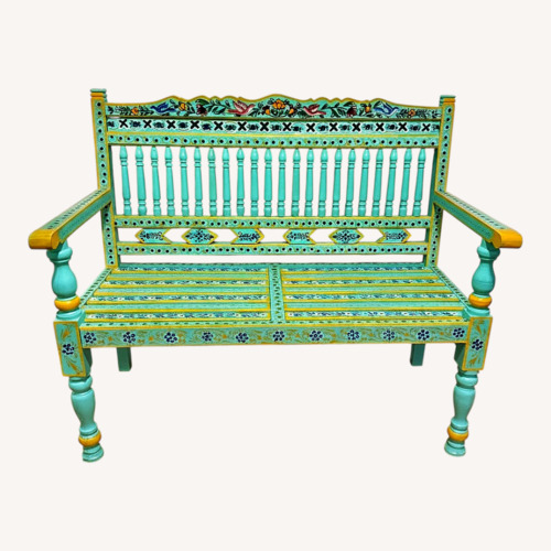 Used Blue Wood Bench for sale on AptDeco