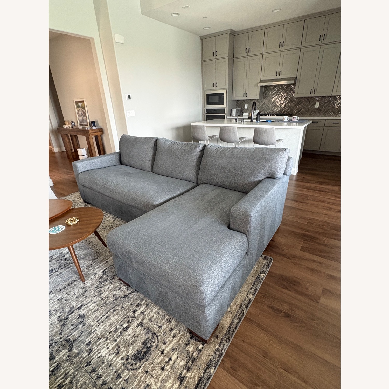 Crate & Barrel Axis Blue Fabric 2 Piece Sectional - image-1