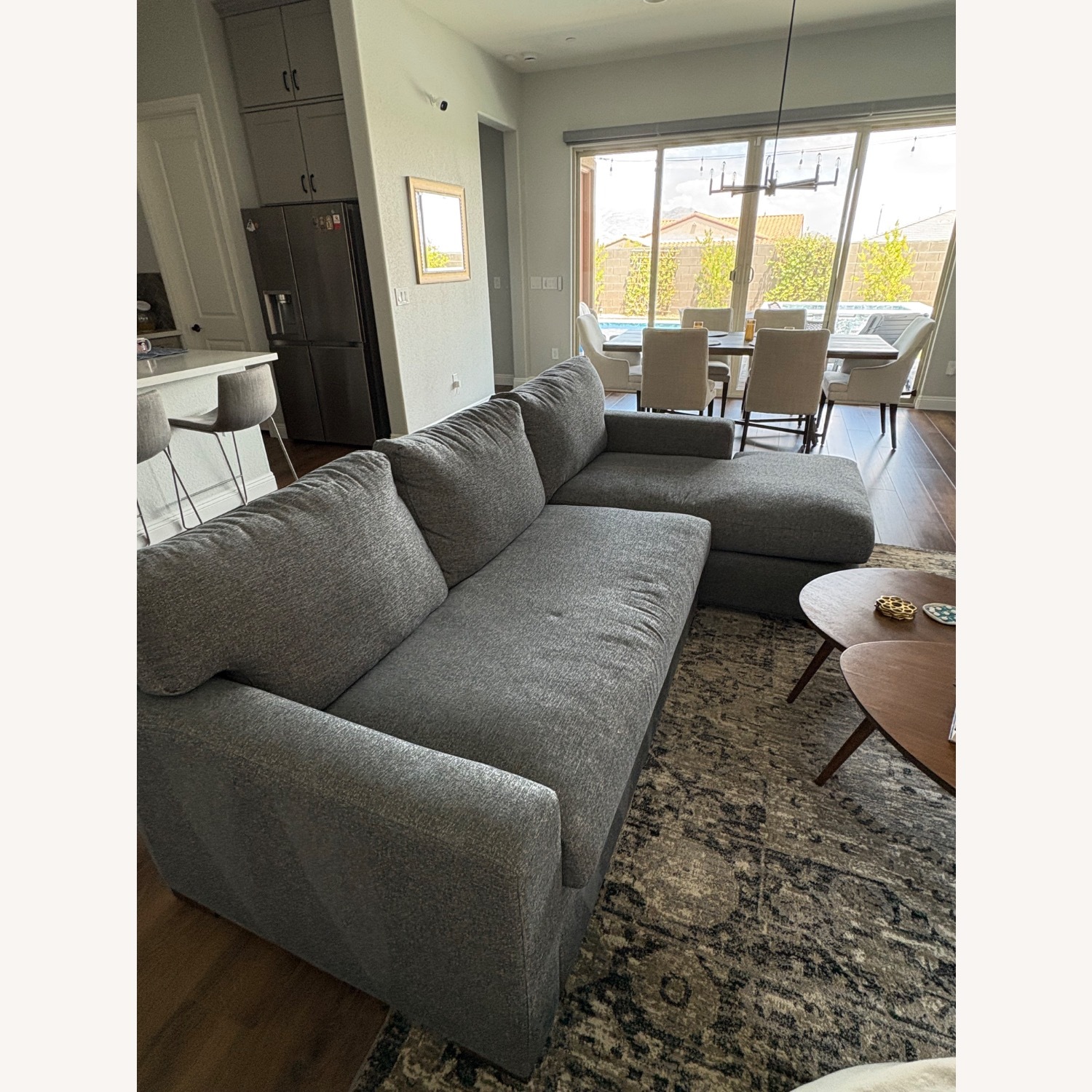 Crate & Barrel Axis Blue Fabric 2 Piece Sectional - image-2