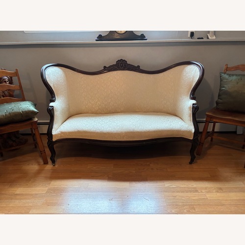 Used Vintage/Antique Finds White Fabric Loveseat for sale on AptDeco