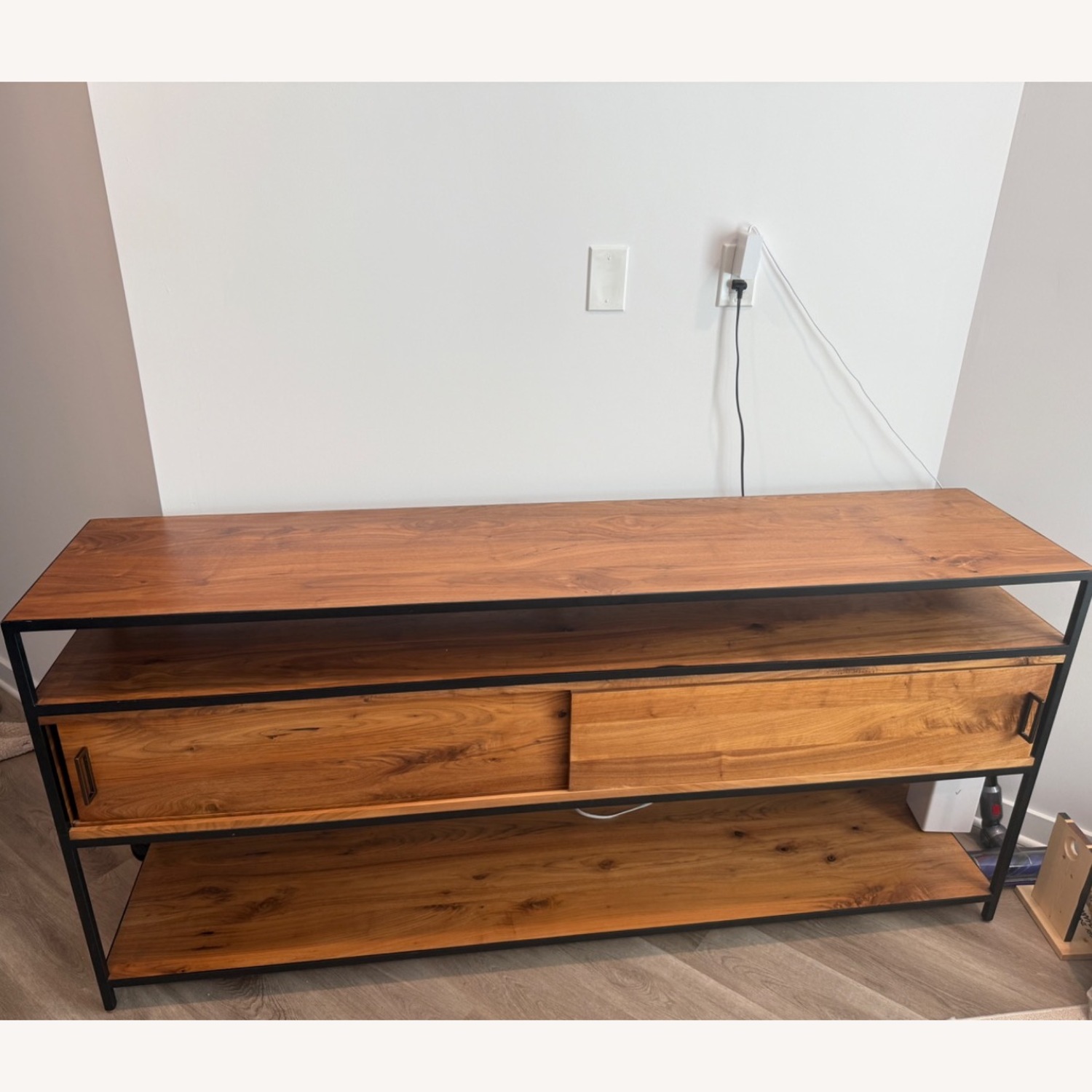 Crate & Barrel Knox Black Trim and Walnut 56" TV Stand - image-2