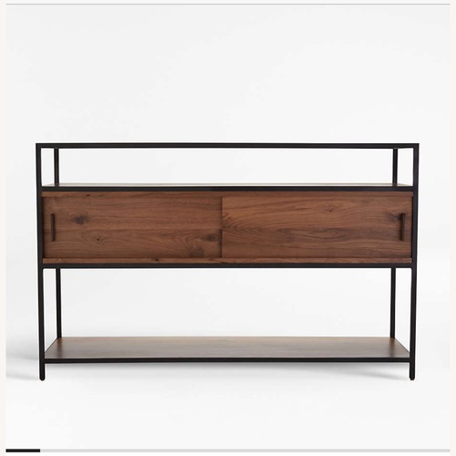 Used Crate & Barrel Knox Black Trim and Walnut 56" TV Stand for sale on AptDeco