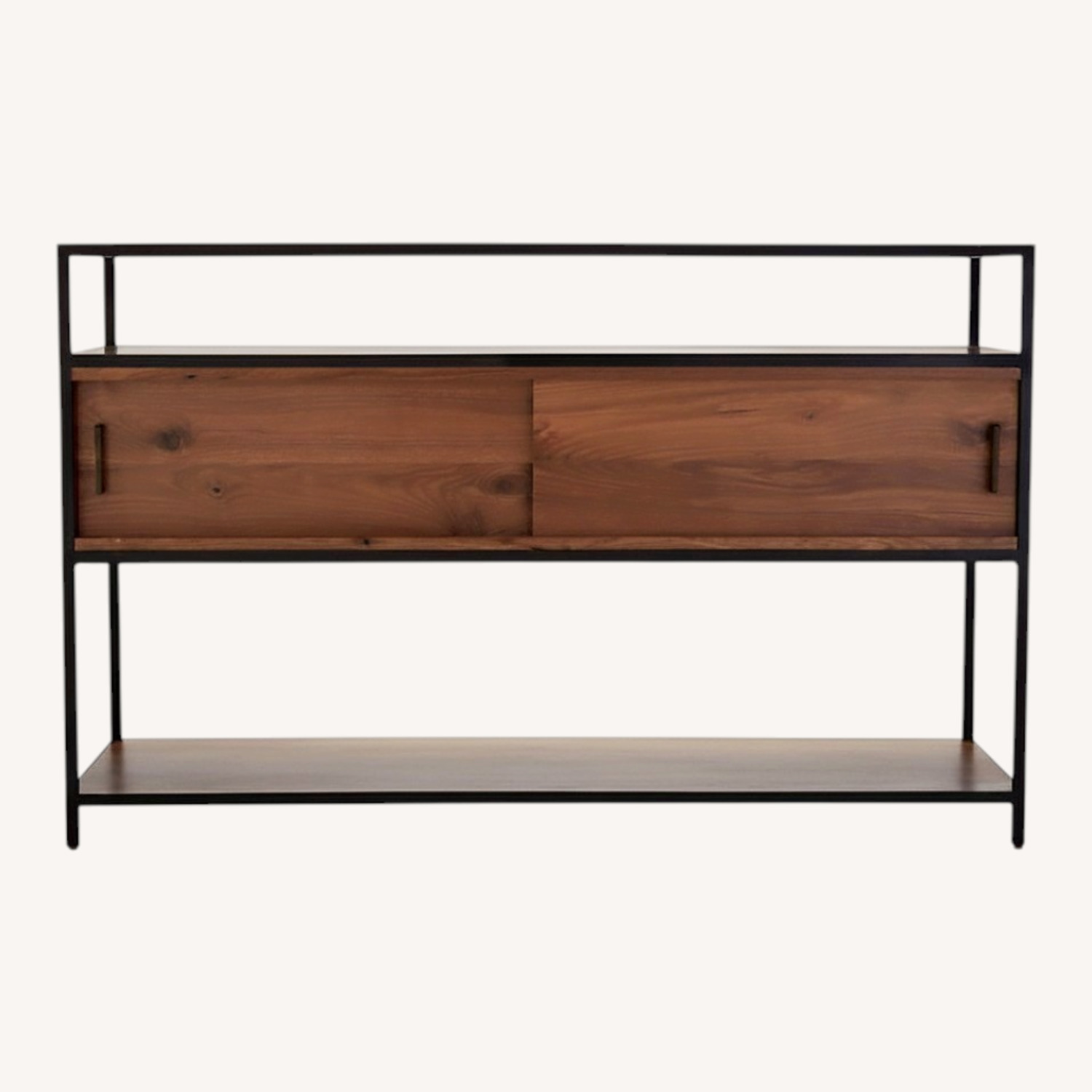 Crate & Barrel Knox Black Trim and Walnut 56" TV Stand - image-0