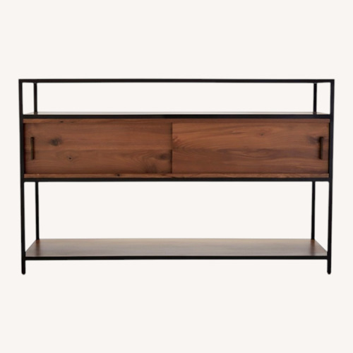 Used Crate & Barrel Knox Black Trim and Walnut 56" TV Stand for sale on AptDeco