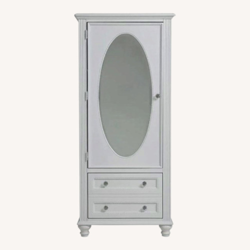 Used Bob's Discount Furniture Madelyn White Wardrobe with Drawer for sale on AptDeco