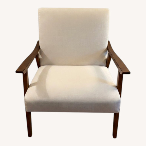 Used Solid Wood and Cream Fabric Accent Chair for sale on AptDeco